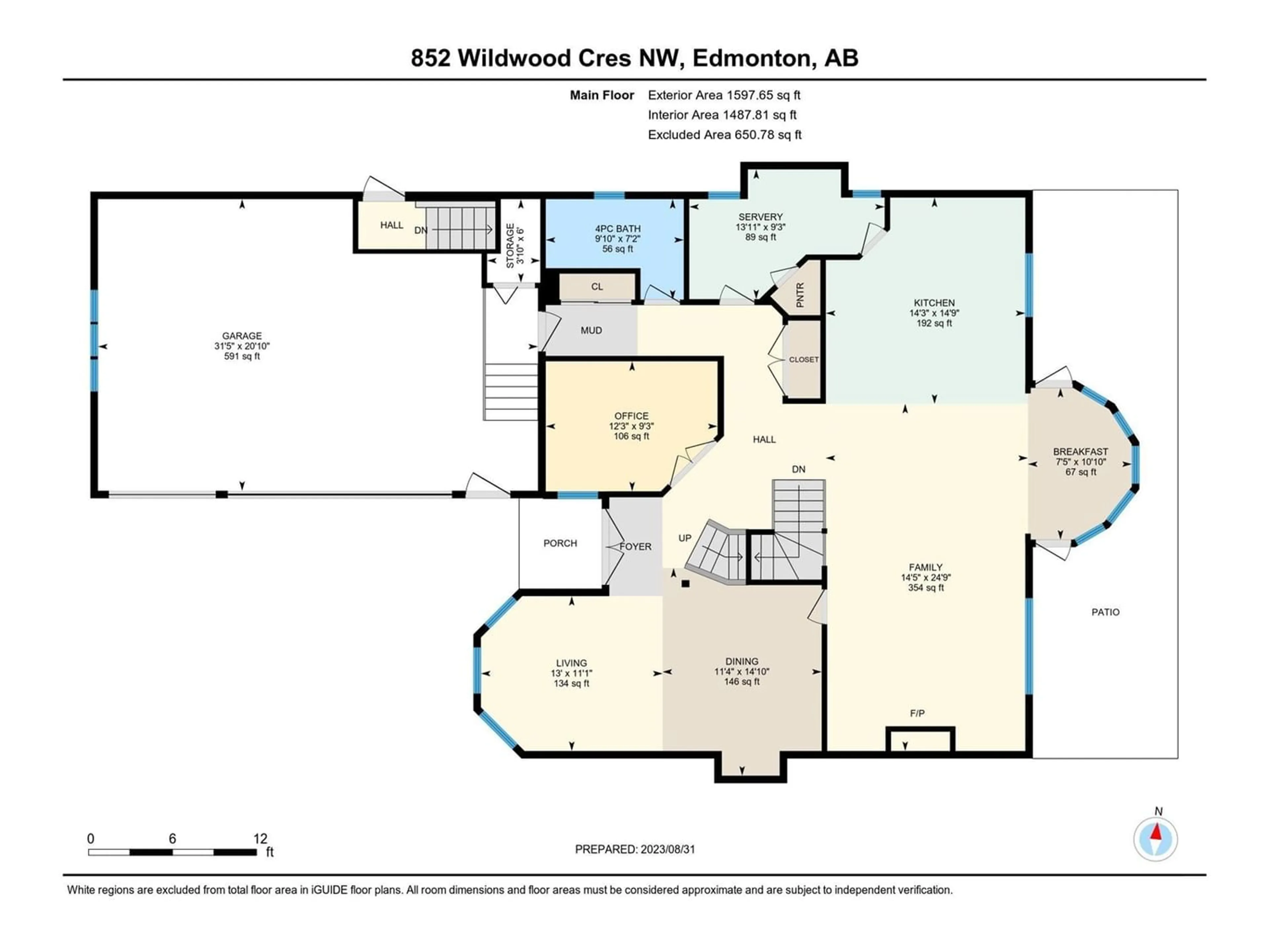 Floor plan for 852 WILDWOOD CR NW, Edmonton Alberta T6T0M1