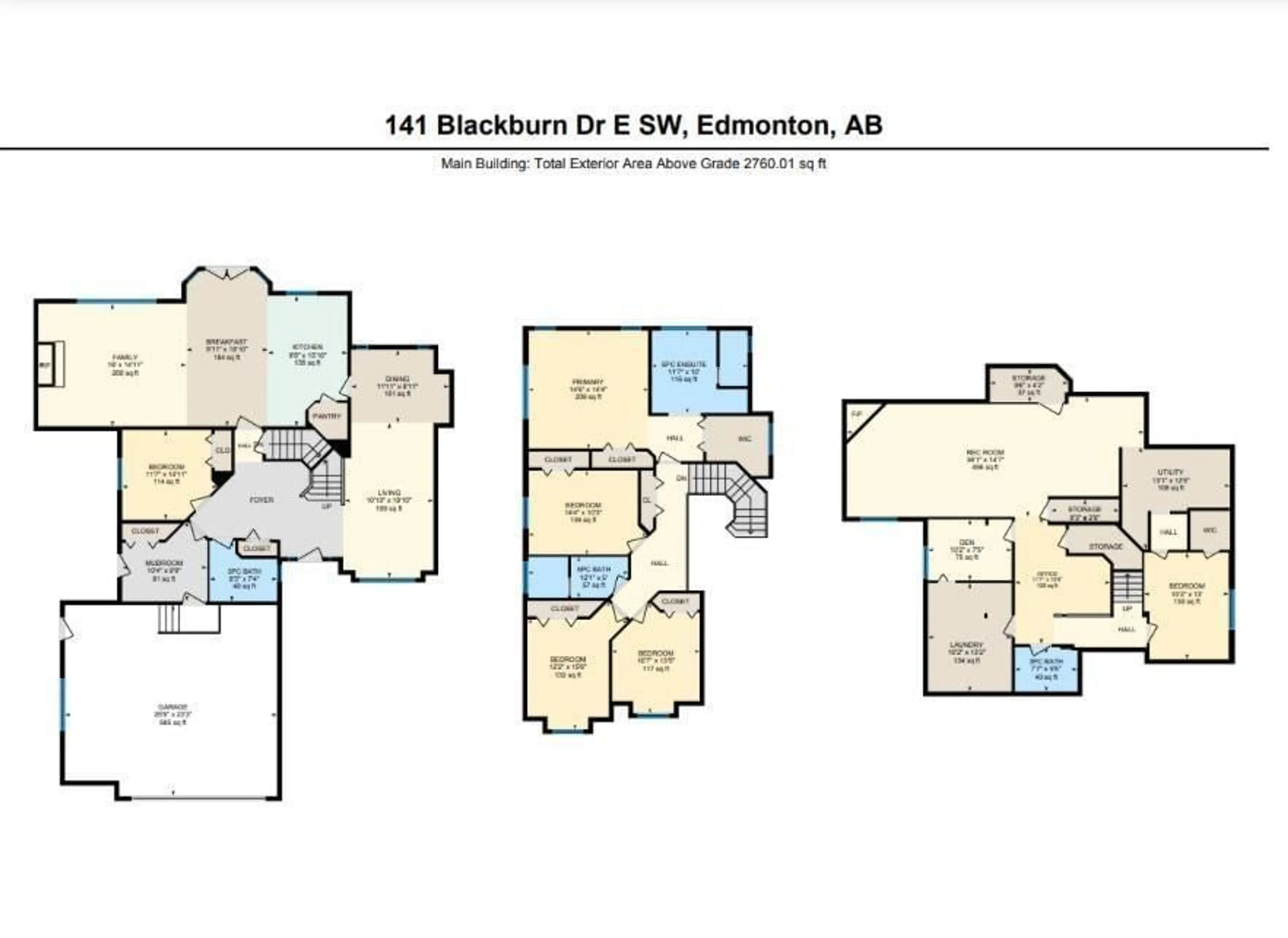Floor plan for 141 BLACKBURN DR W SW, Edmonton Alberta T6W1B7