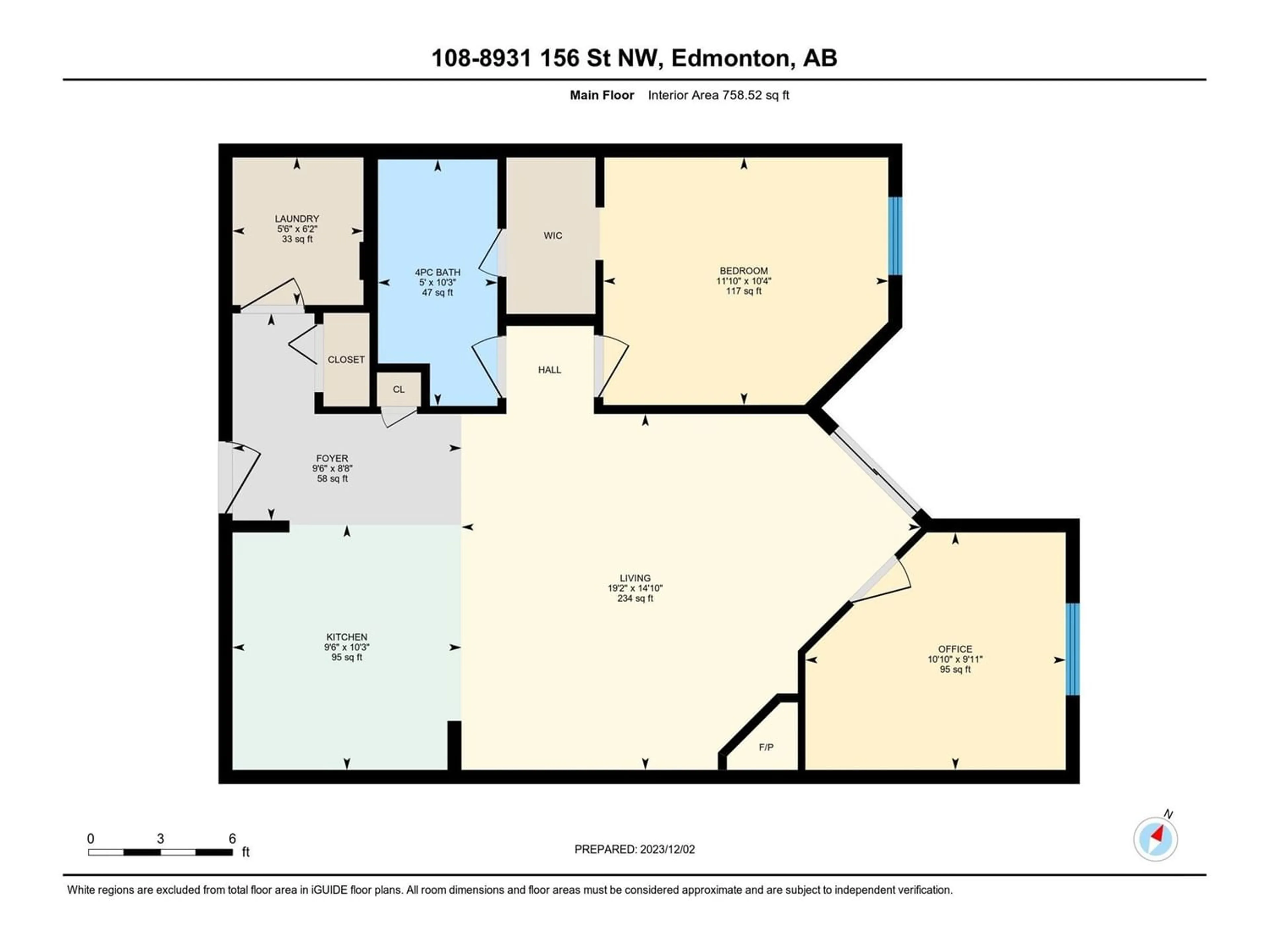 Floor plan for #108 8931 156 ST NW, Edmonton Alberta T5R1Y6