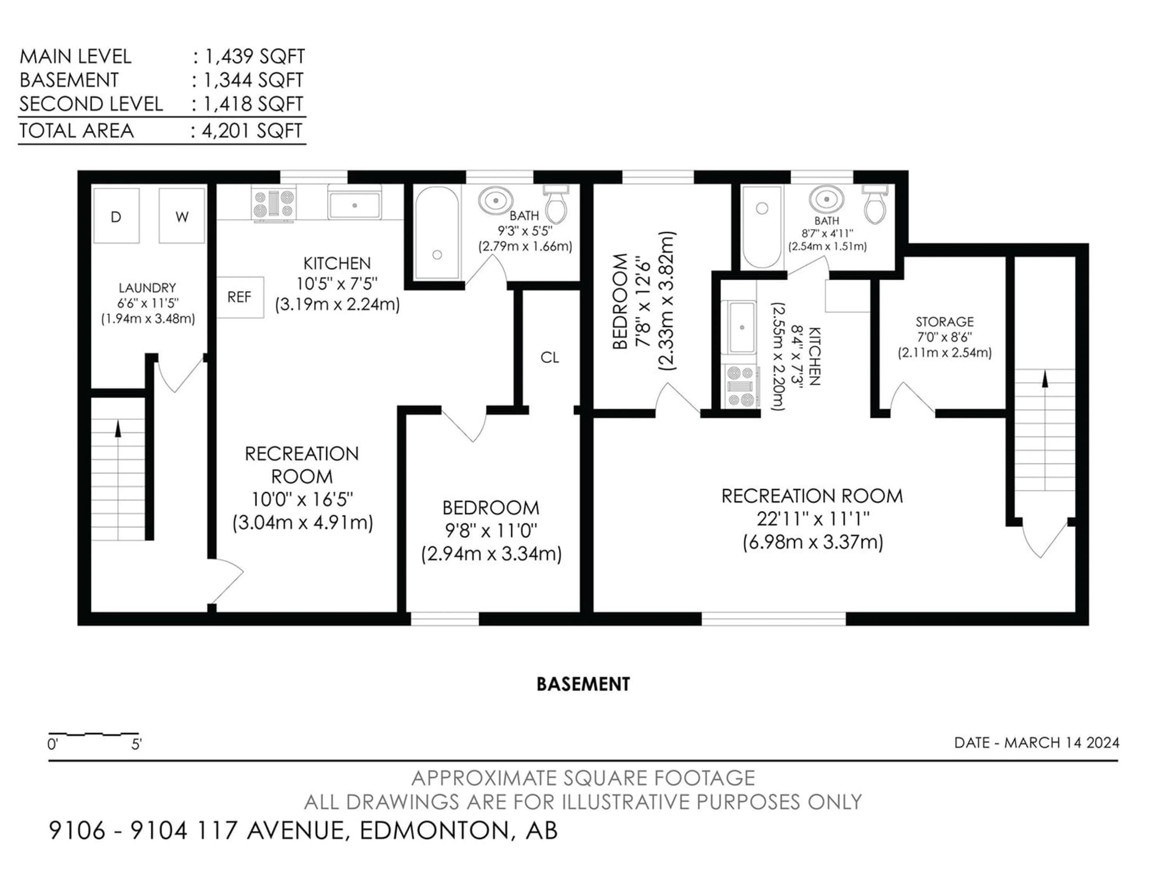 Floor plan for 9104/9106 117 AV NW, Edmonton Alberta T5G4N8