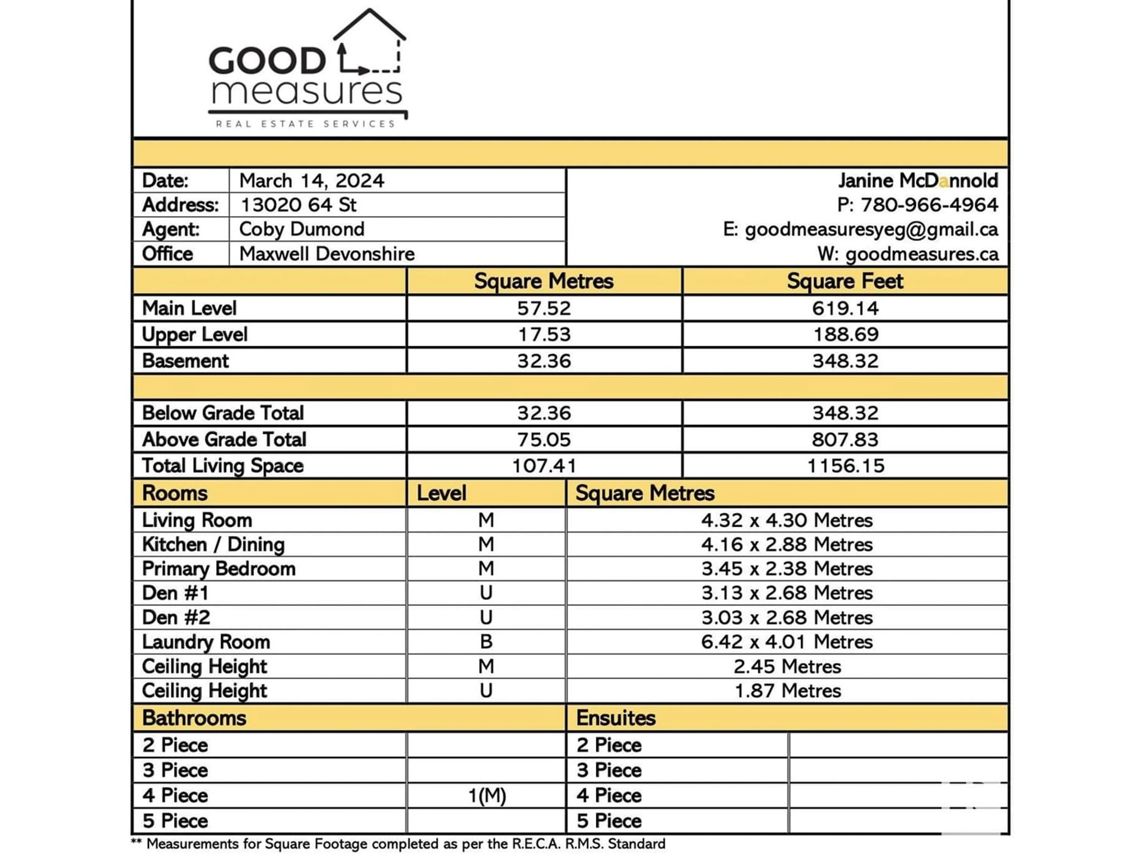 Floor plan for 13020 64 ST NW, Edmonton Alberta T5A0Y2