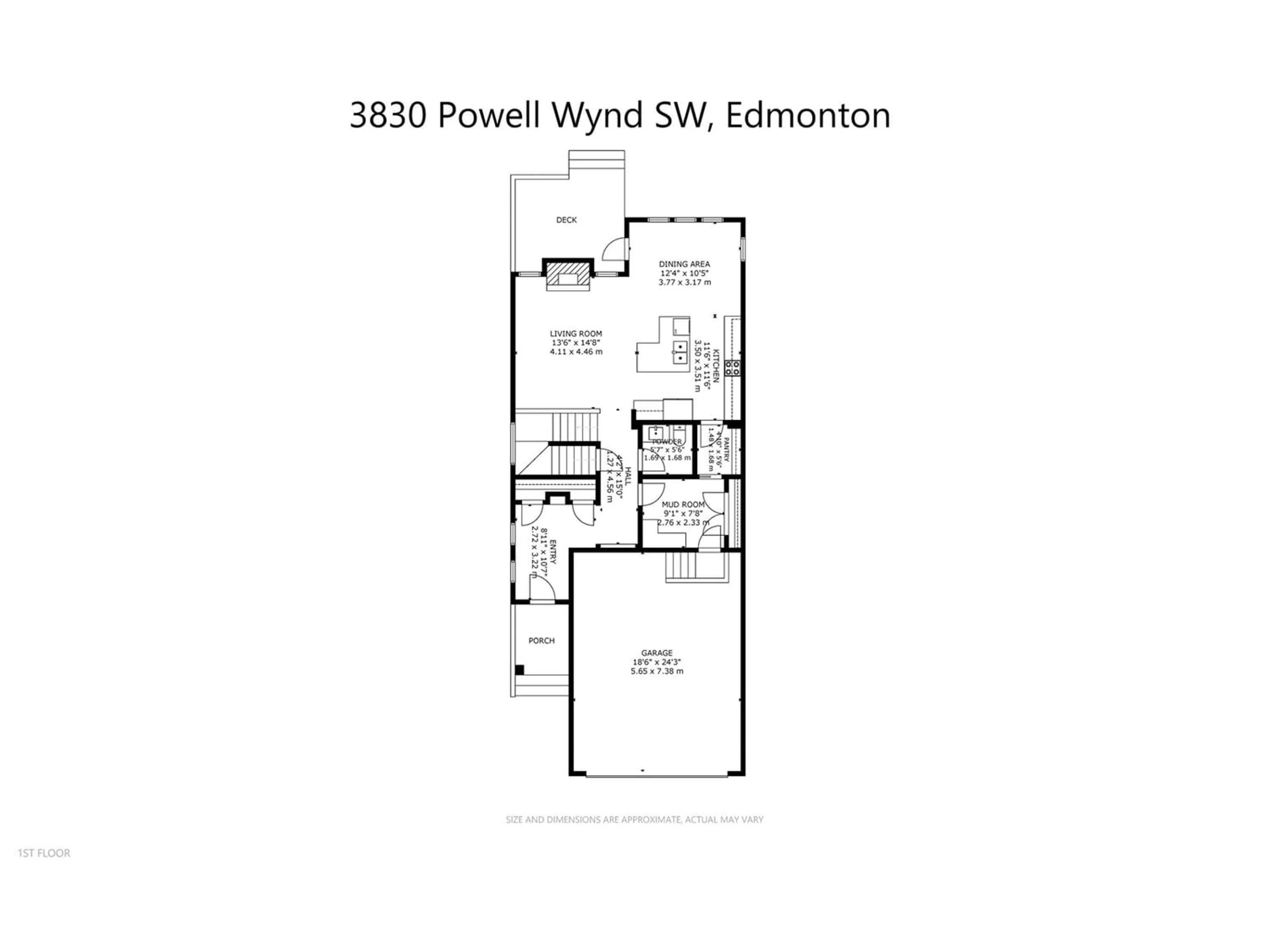 Floor plan for 3830 POWELL WD SW, Edmonton Alberta T6W2V4