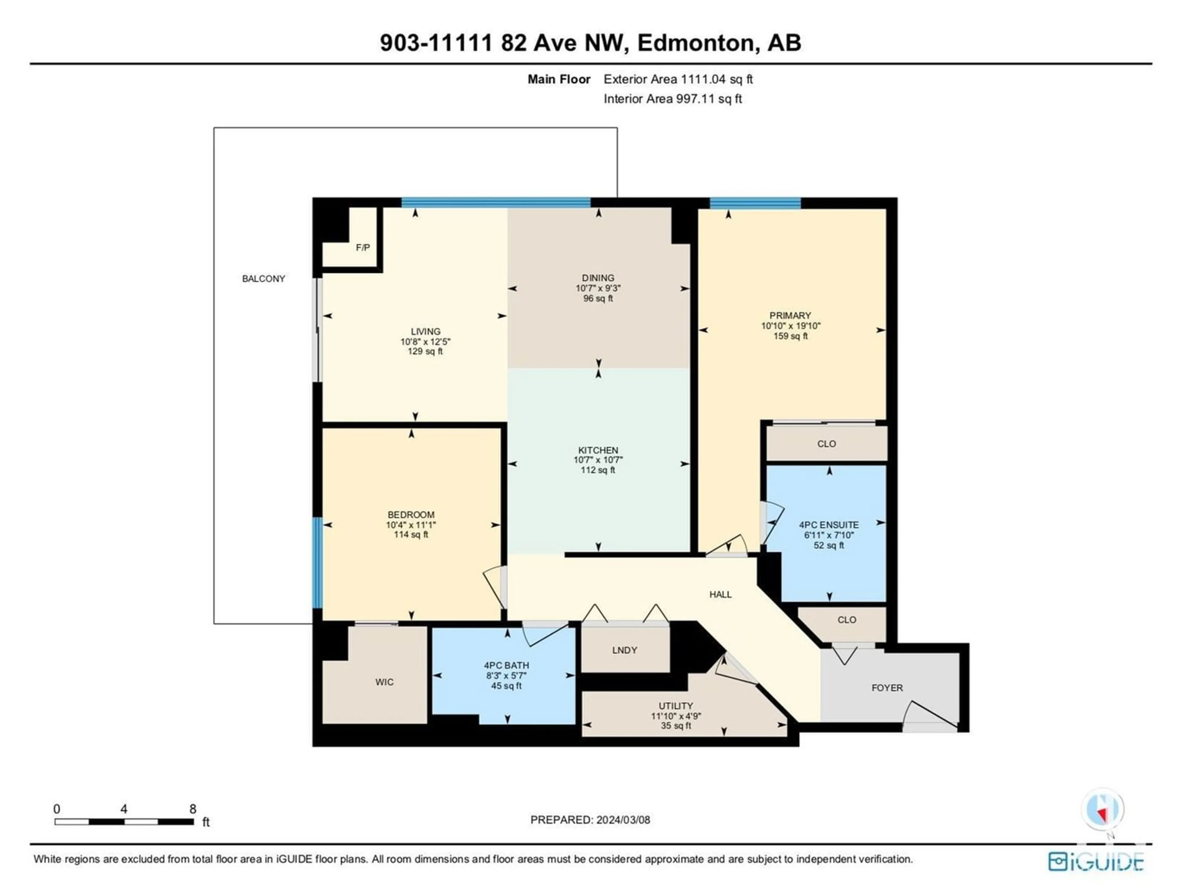 Floor plan for #903 11111 82 AV NW, Edmonton Alberta T6G0T3