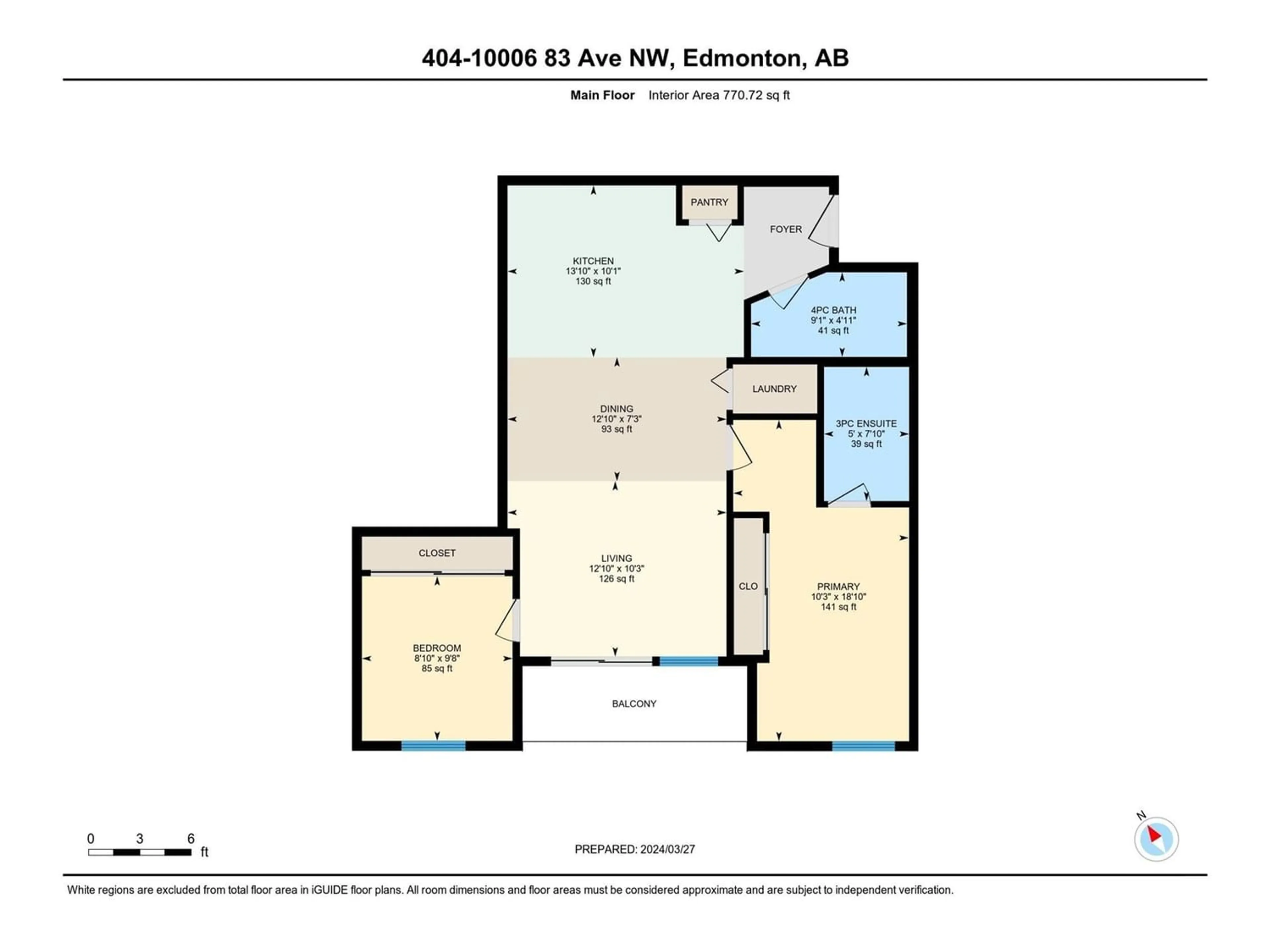 Floor plan for #404 10006 83 AV NW, Edmonton Alberta T6E2C2