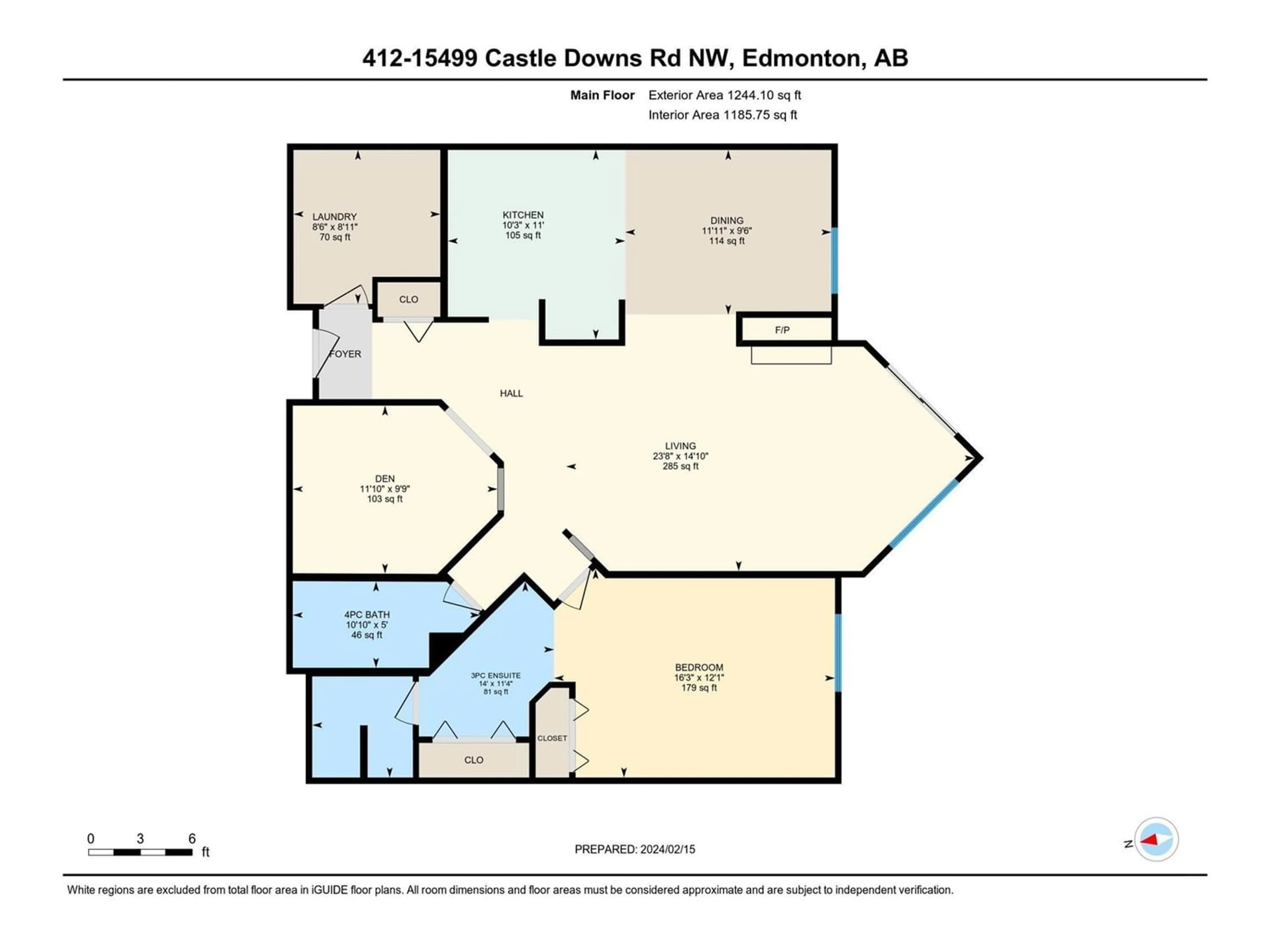 Floor plan for #412 15499 CASTLE DOWNS RD NW, Edmonton Alberta T5X5Y3