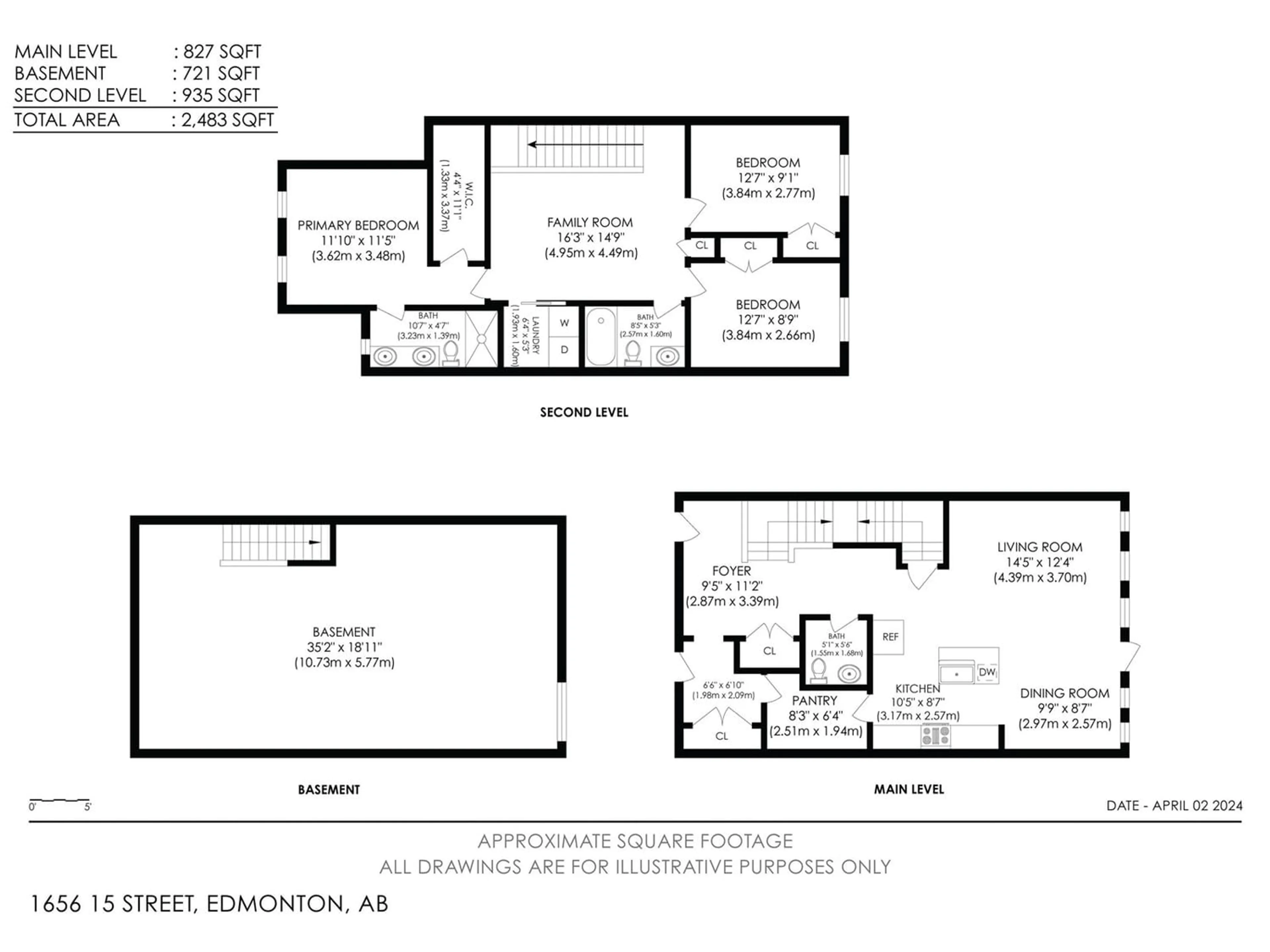 Floor plan for 1656 15 ST NW, Edmonton Alberta T6T2N9