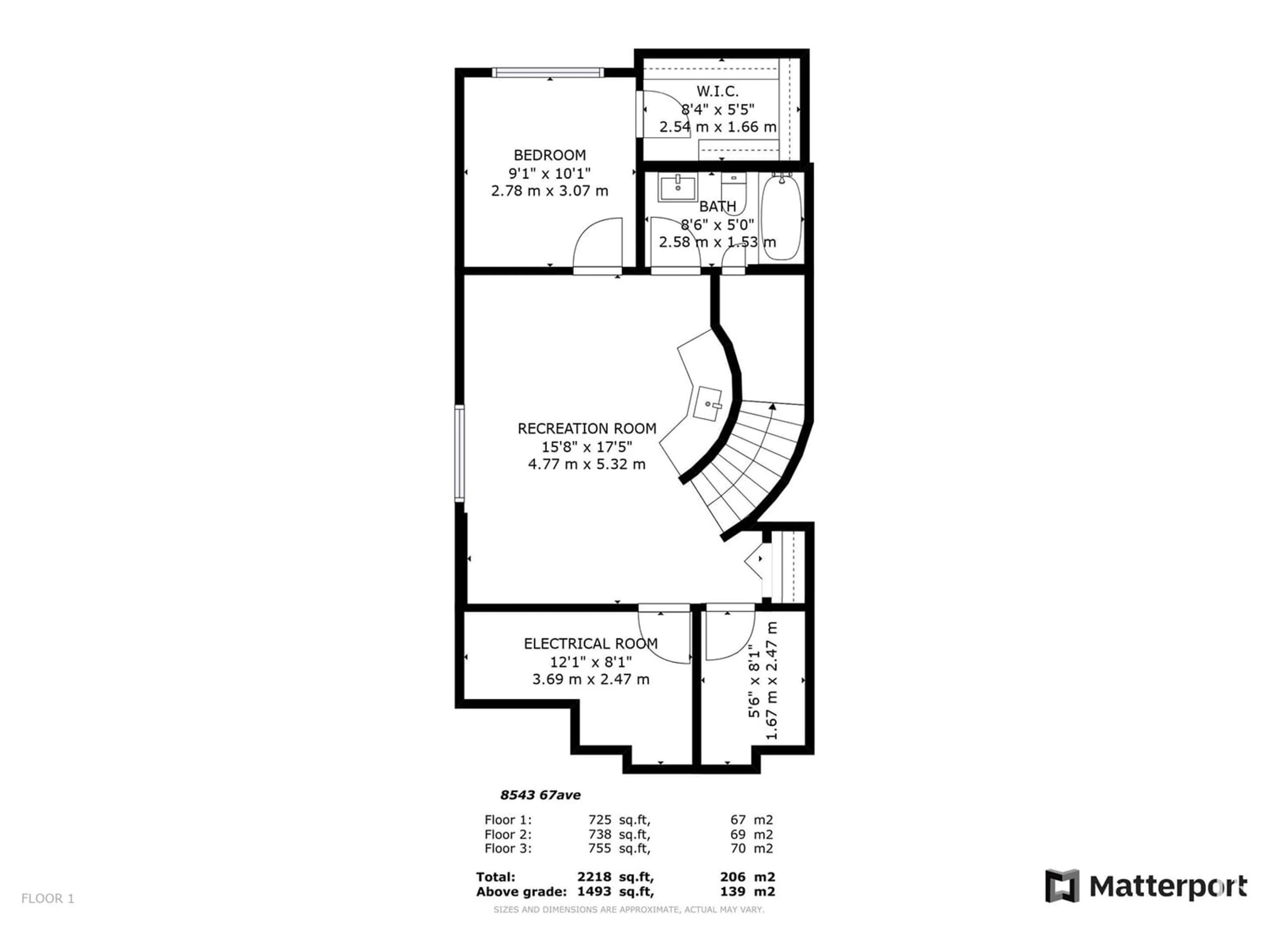 Floor plan for 8543 67 AV NW, Edmonton Alberta T6E0M7
