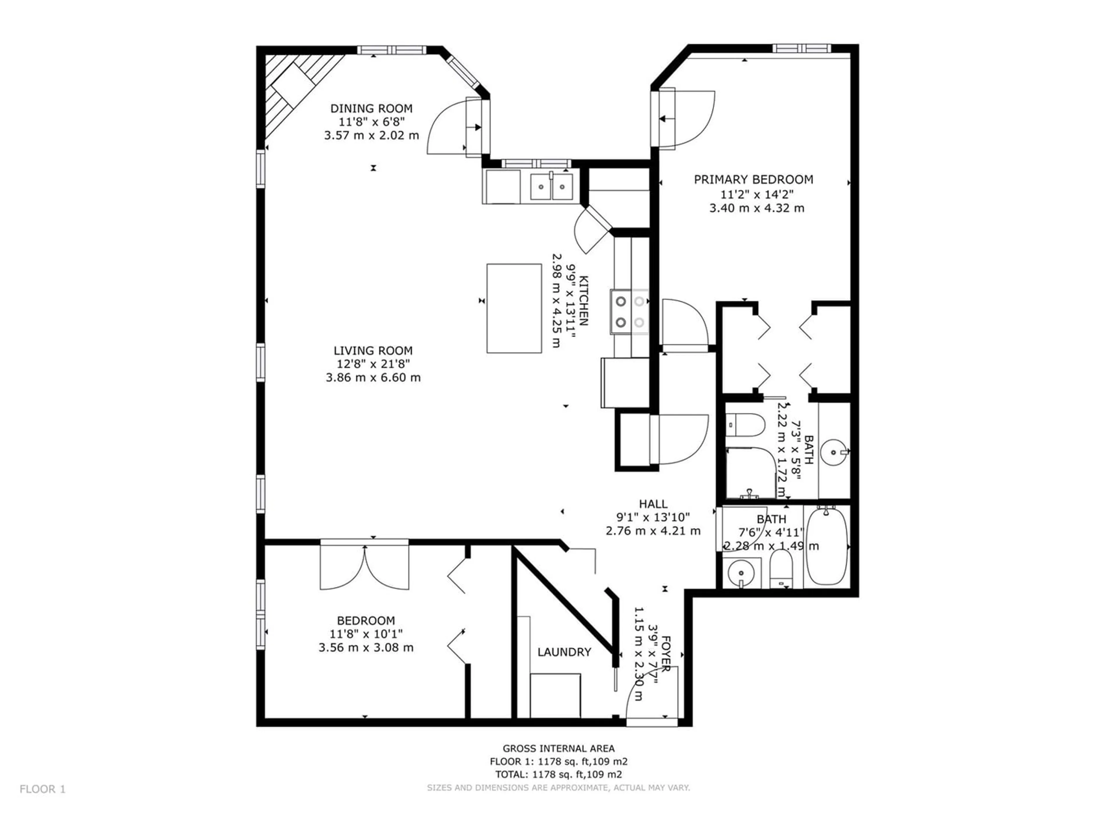 Floor plan for #103 9905 81 AV NW, Edmonton Alberta T6E1W5