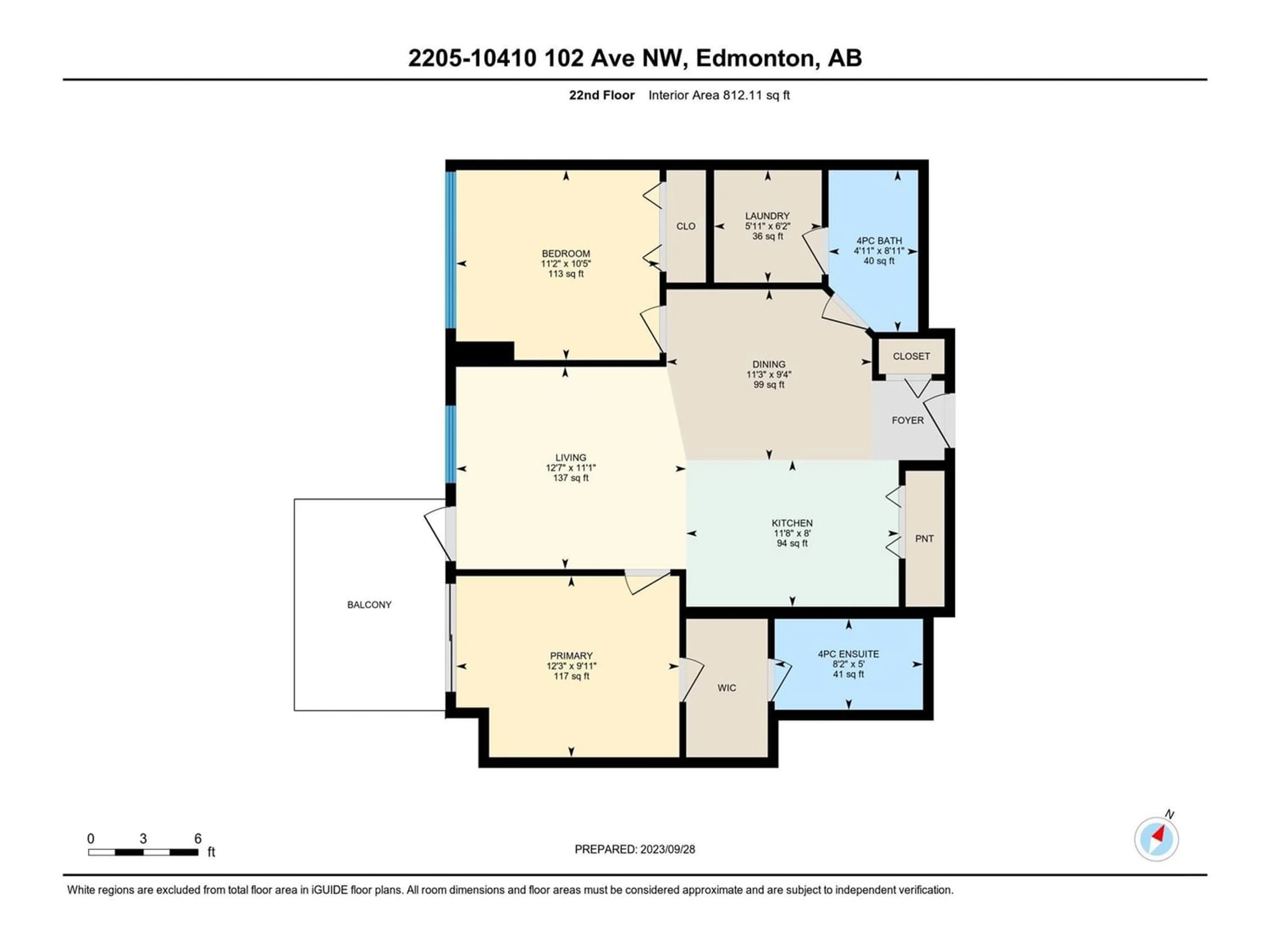 Floor plan for #2205 10410 102 AV NW, Edmonton Alberta T5J0E9