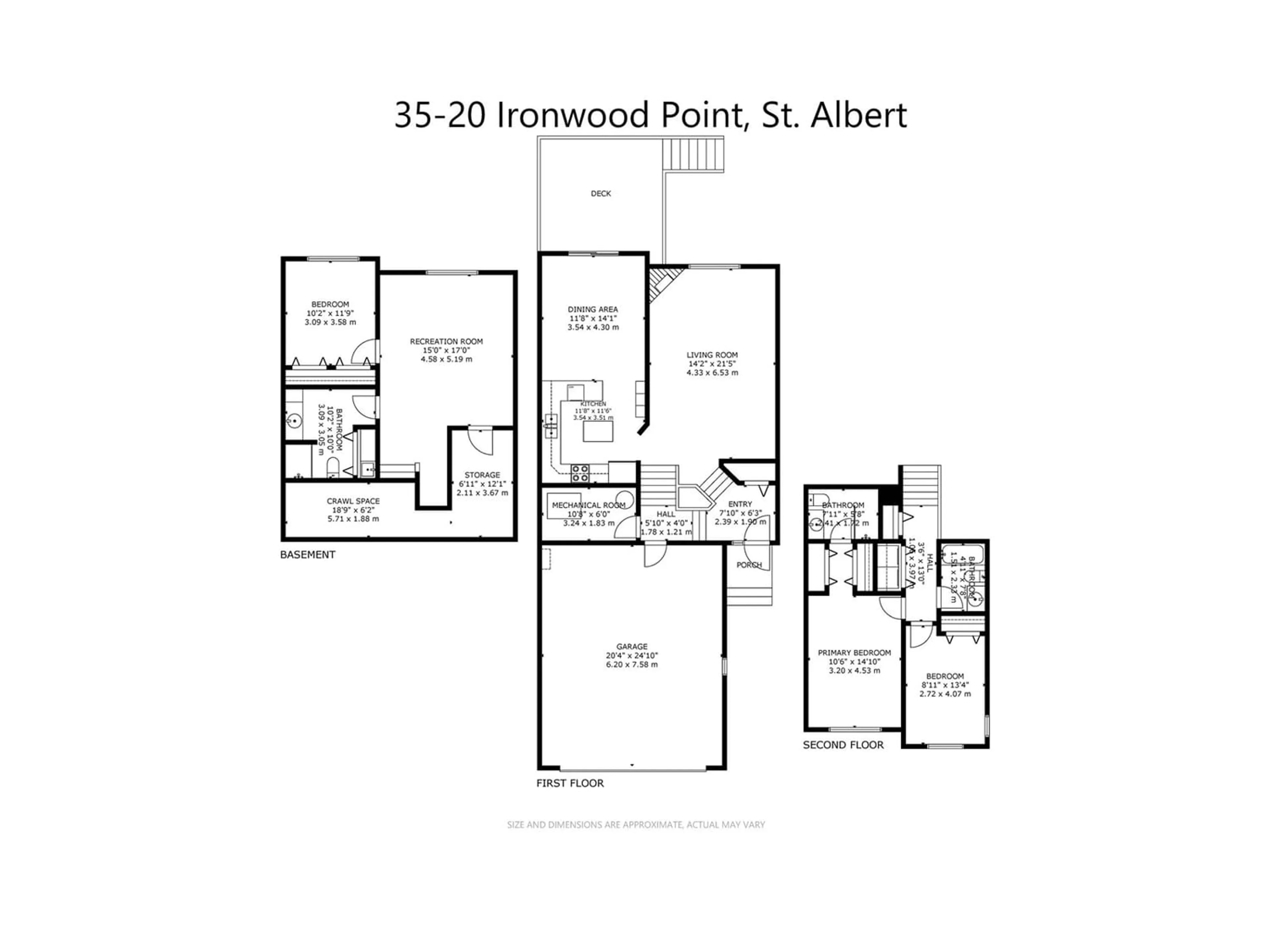Floor plan for #35 20 IRONWOOD PT, St. Albert Alberta T8N6C7