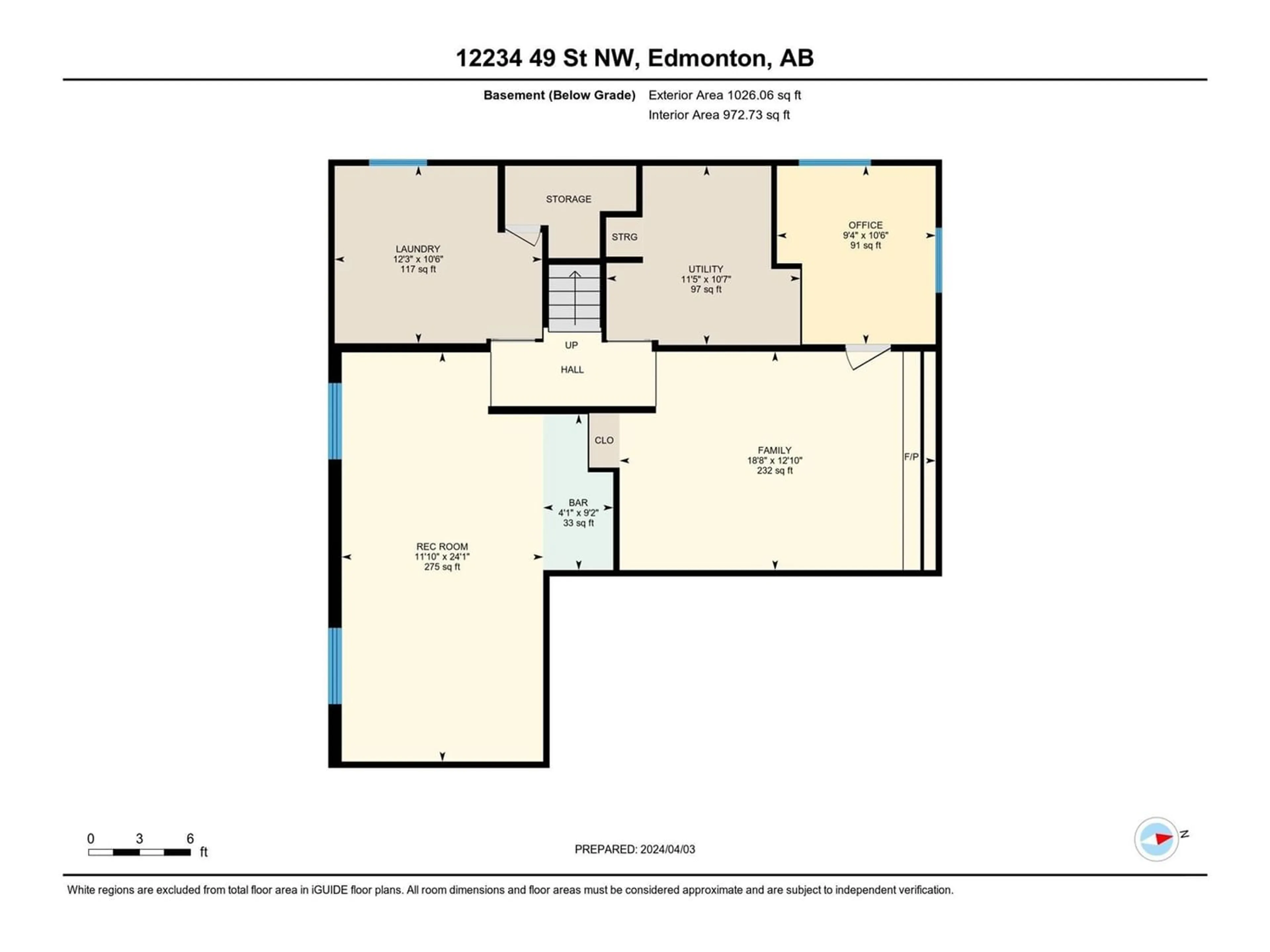 Floor plan for 12234 49 ST NW NW, Edmonton Alberta T5W3A8