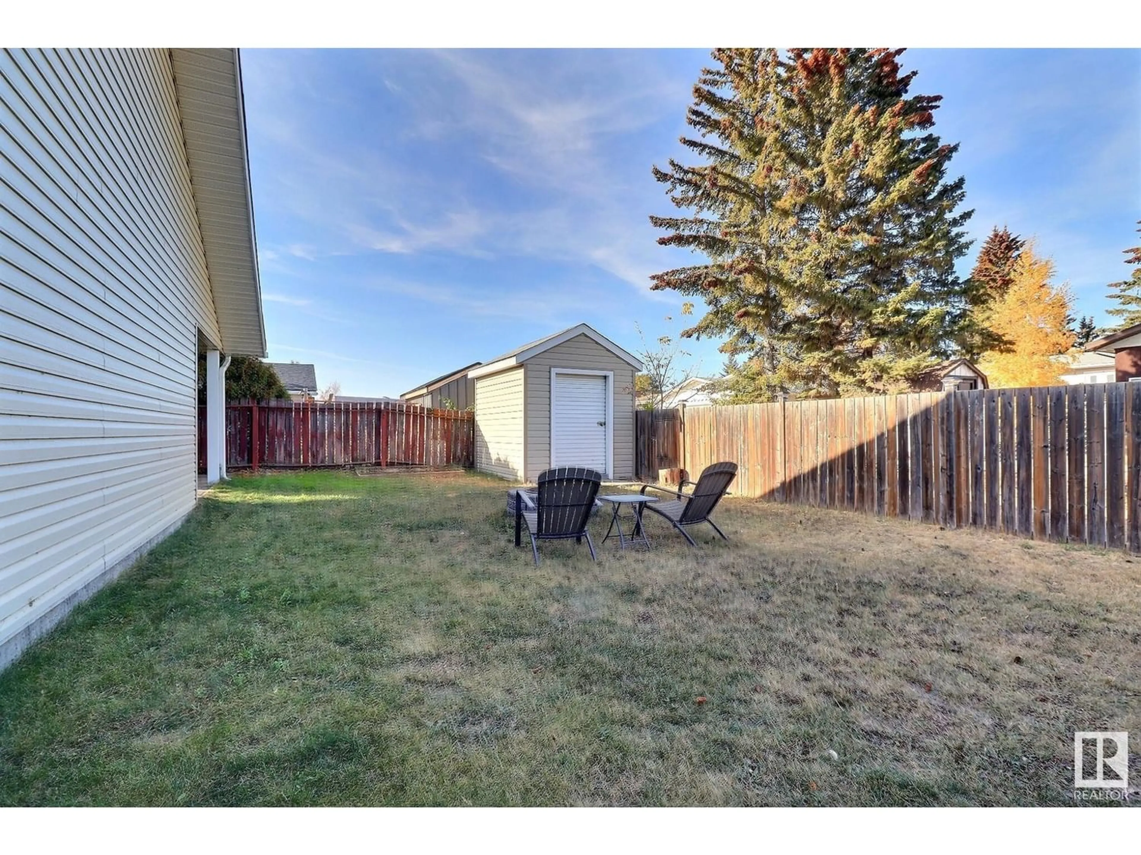 Patio, the fenced backyard for 5104 56 ST, St. Paul Town Alberta T0A3A1