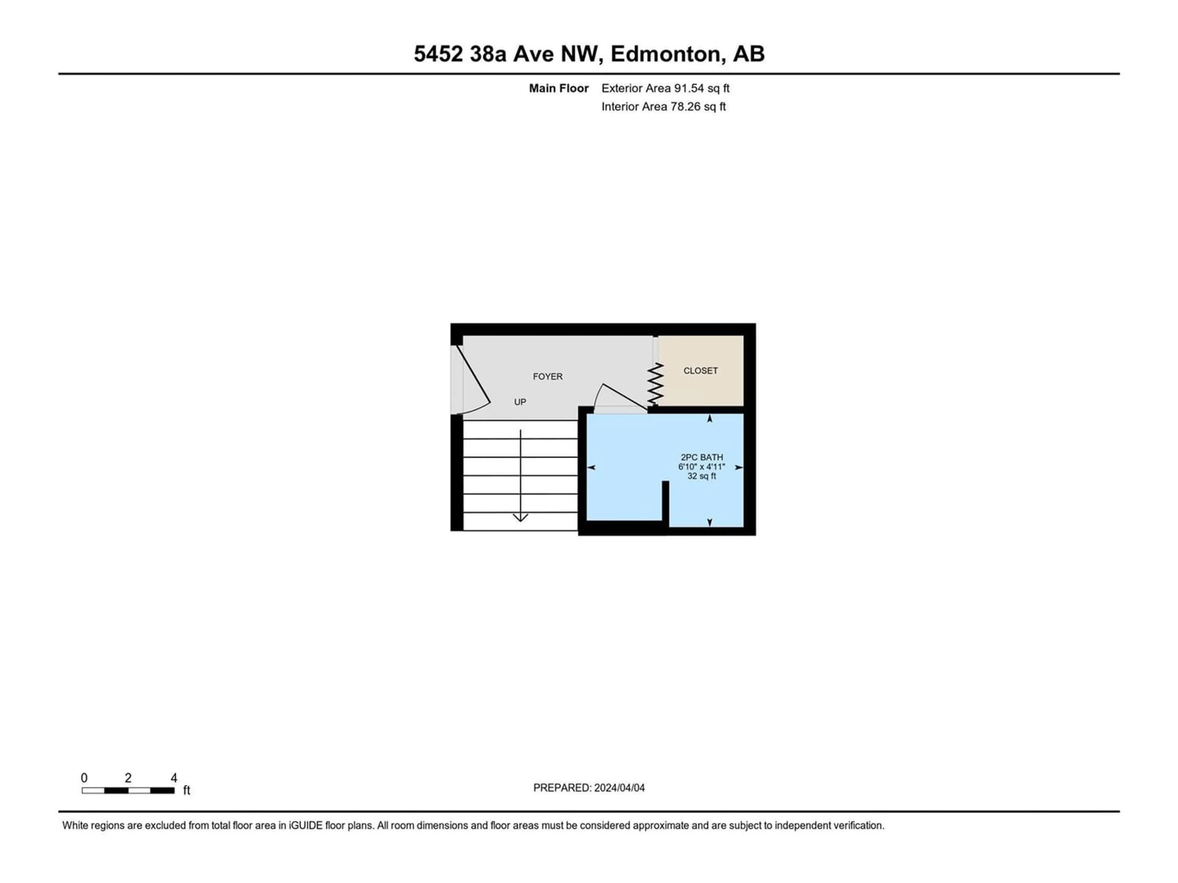 Floor plan for 5452 38A AV NW, Edmonton Alberta T6L2H5