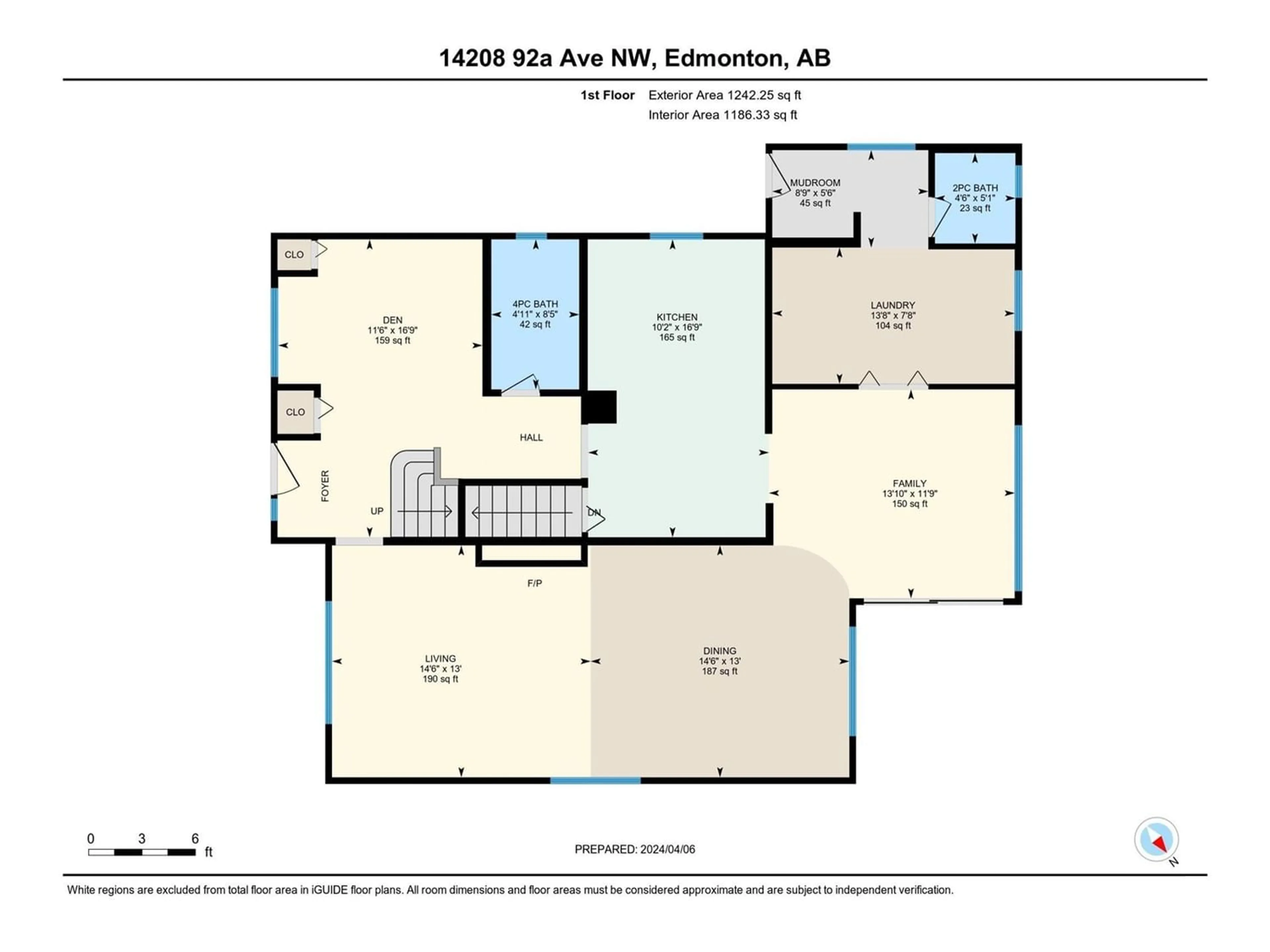 Floor plan for 14208 92A AV NW, Edmonton Alberta T5R5E2