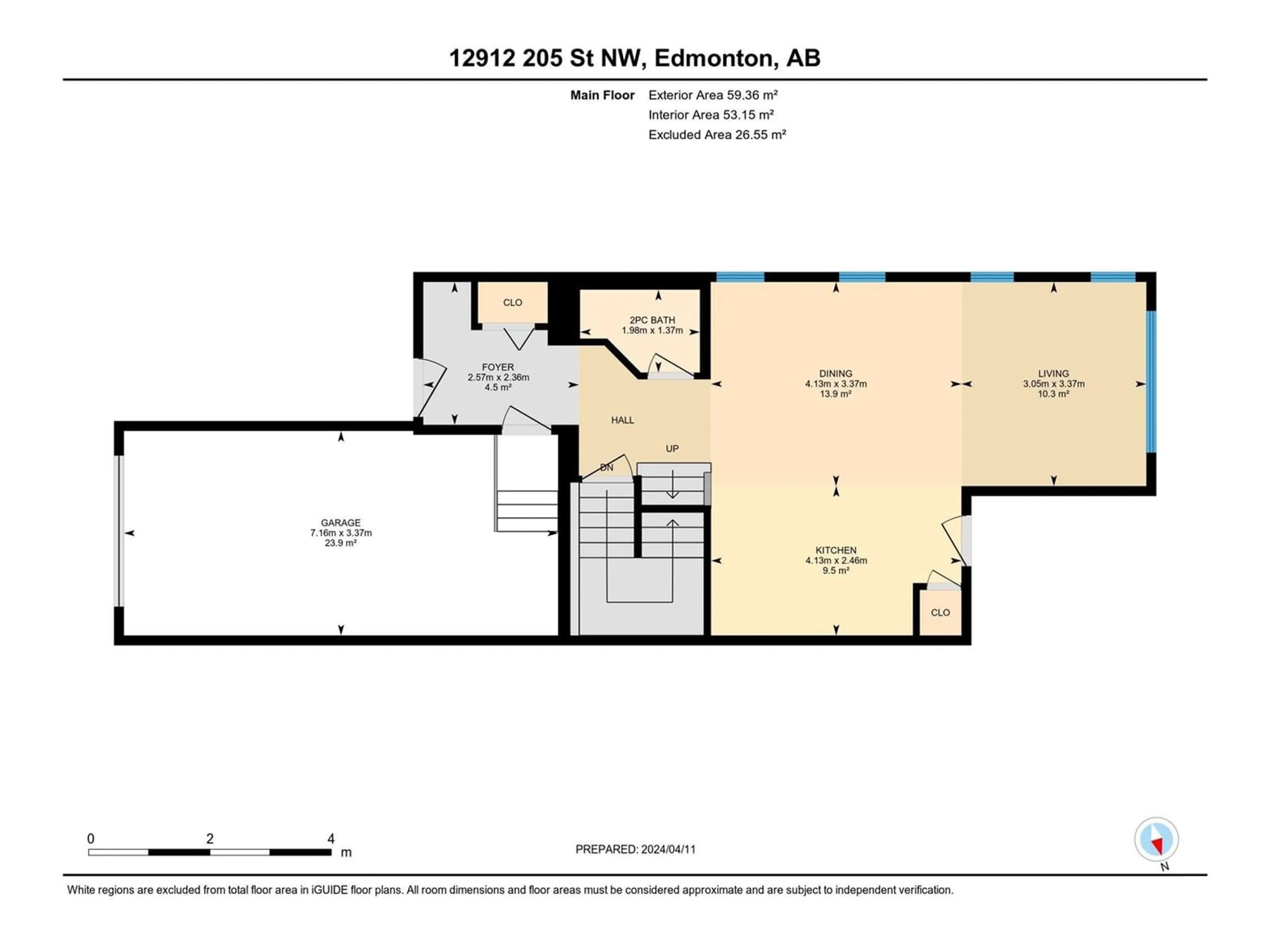 Floor plan for 12912 205 ST NW, Edmonton Alberta T5S0G4