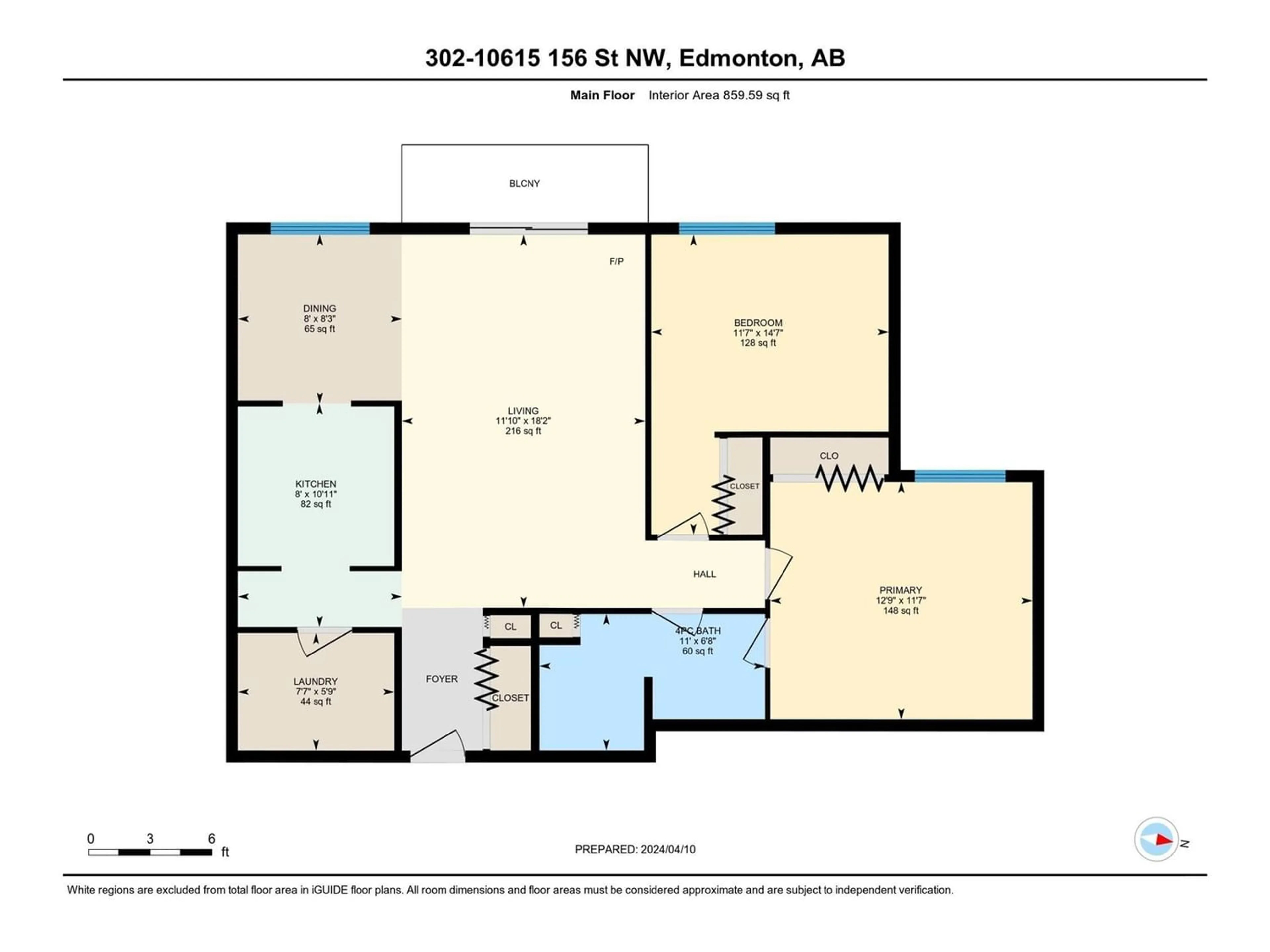 Floor plan for #302 10615 156 ST NW, Edmonton Alberta T5P2S2