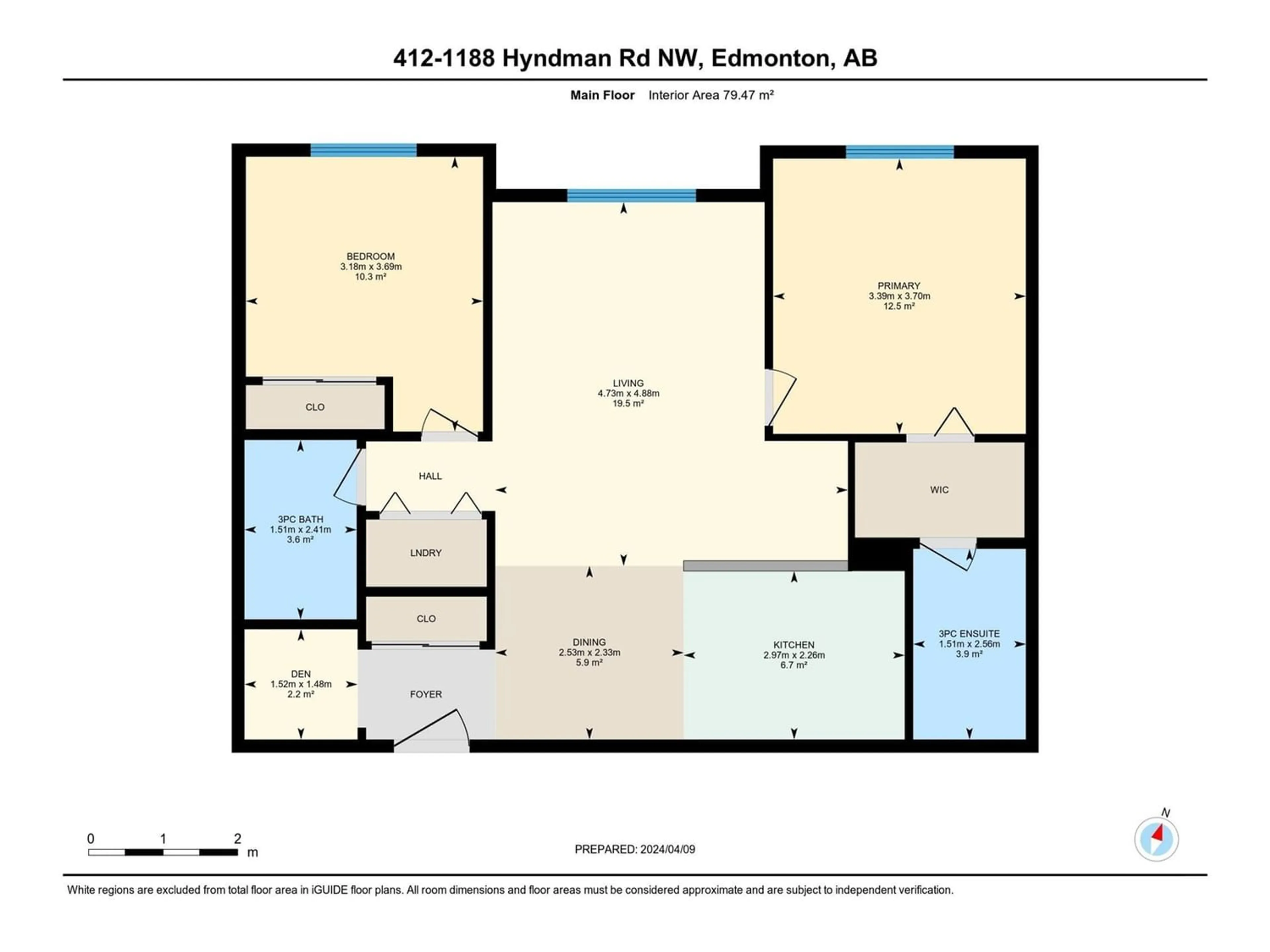 Floor plan for #412 1188 HYNDMAN RD NW, Edmonton Alberta T5A0E9