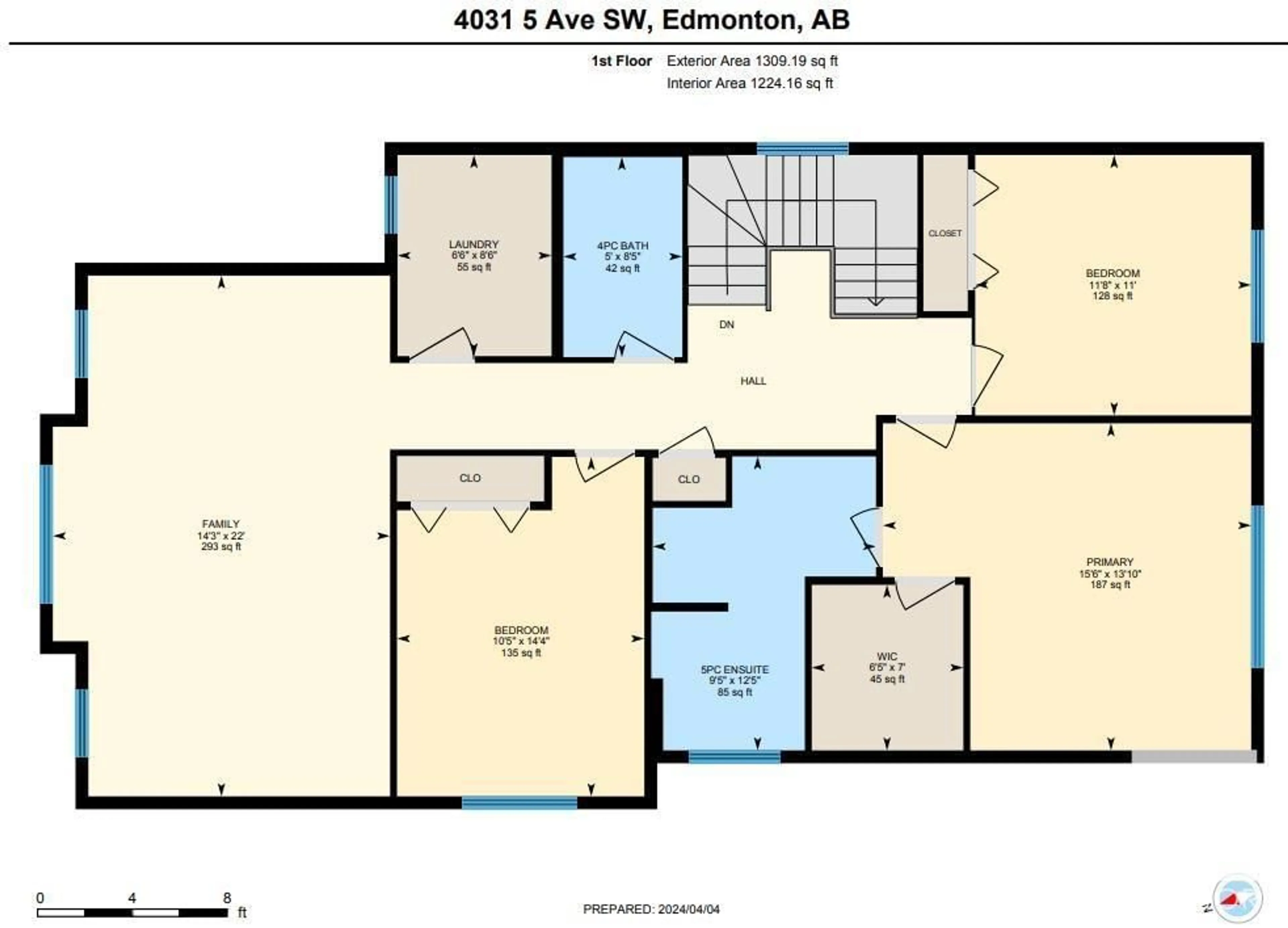 Floor plan for 4031 5 AV SW, Edmonton Alberta T6X2J3