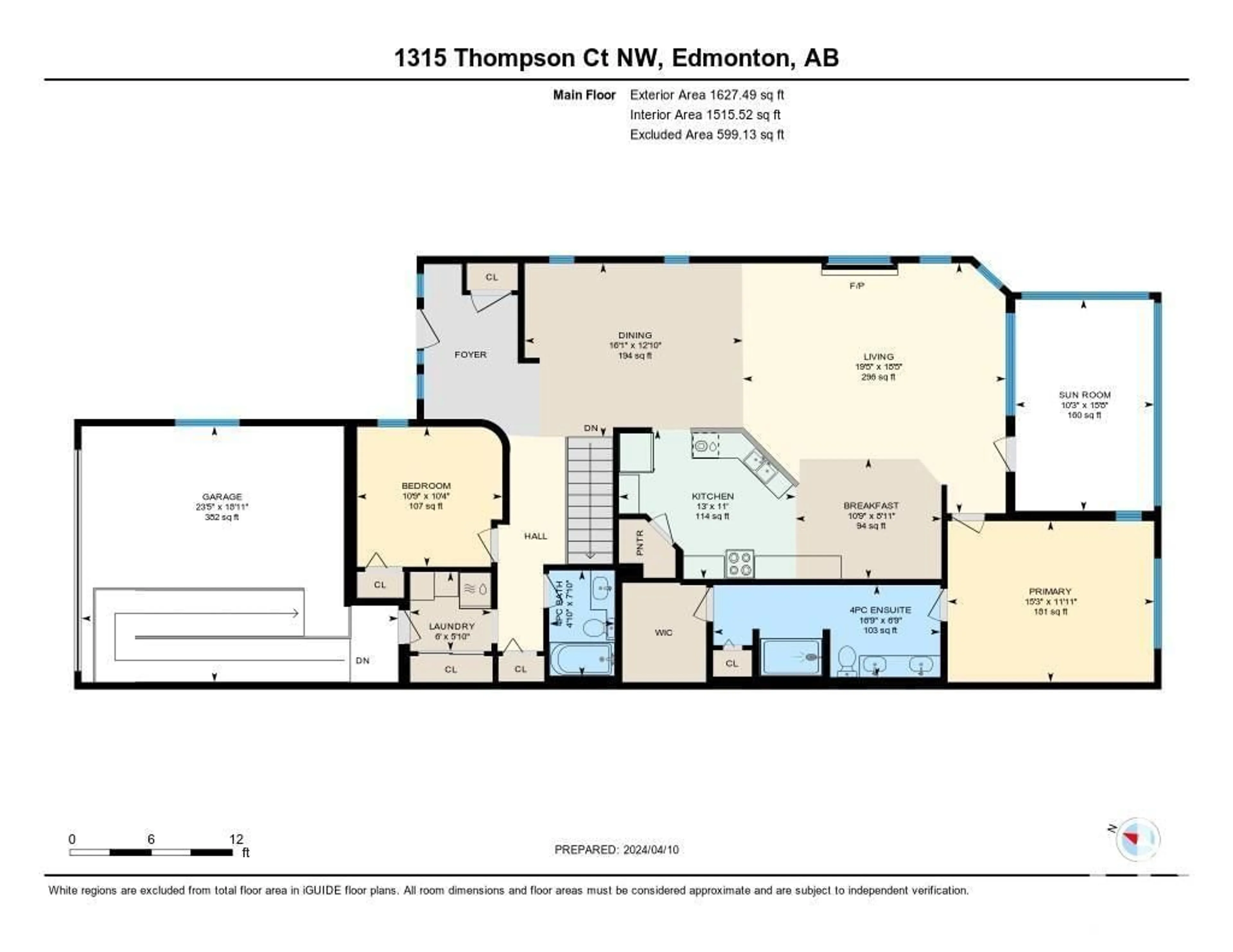 Floor plan for 1315 THOMPSON CO NW, Edmonton Alberta T6R3K5