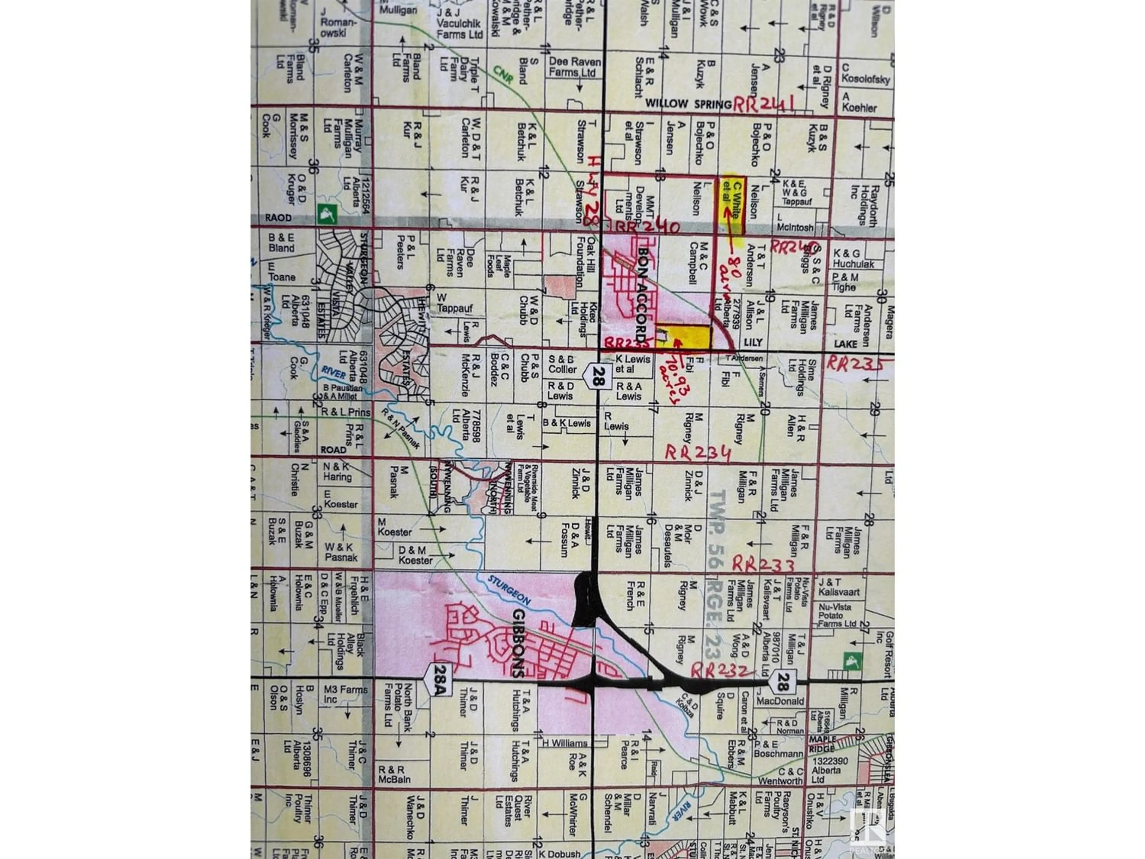 Picture of a map for 56308 RGE RD 240, Rural Sturgeon County Alberta T0A0K0