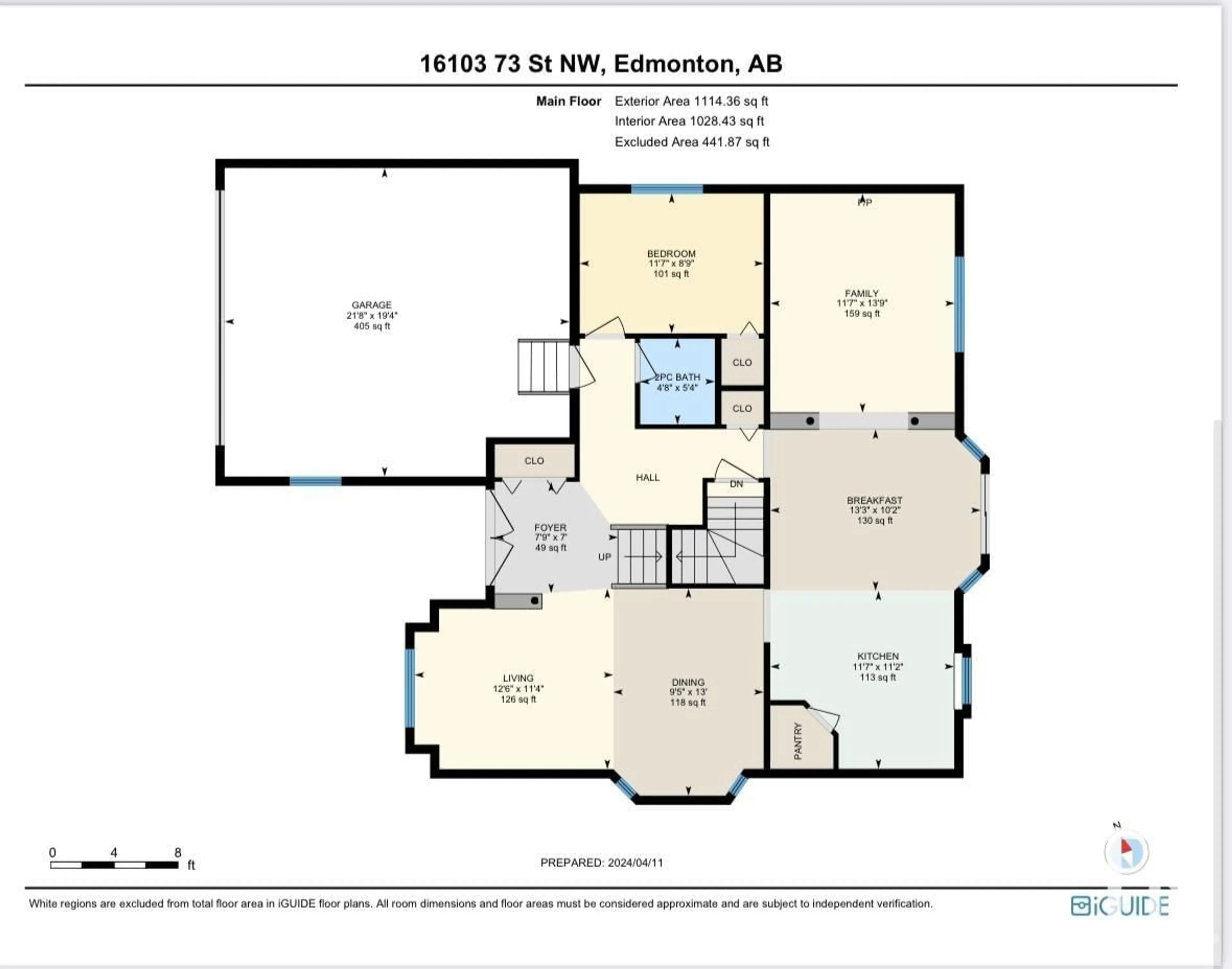 Floor plan for 16103 73 ST NW, Edmonton Alberta T5Z3T9
