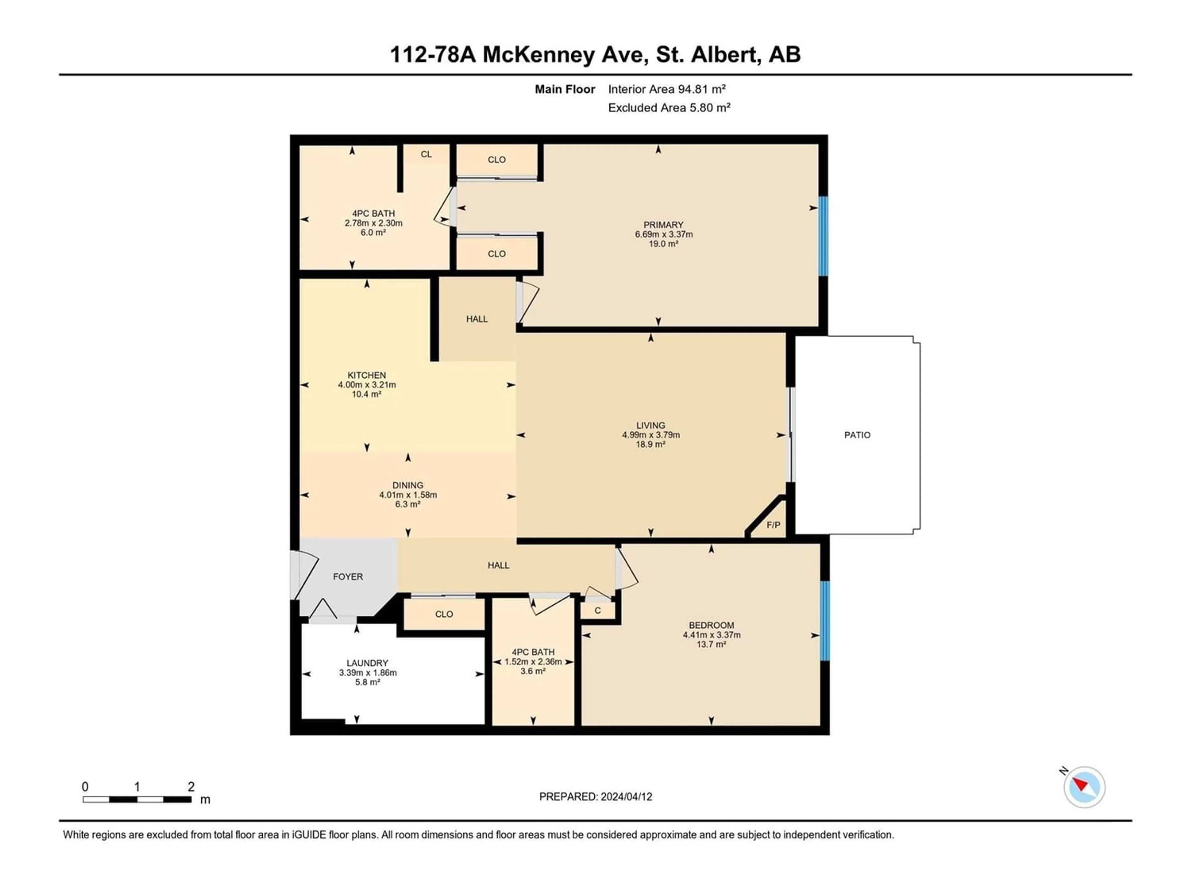 Floor plan for #112 78A MCKENNEY AV, St. Albert Alberta T8N7E6