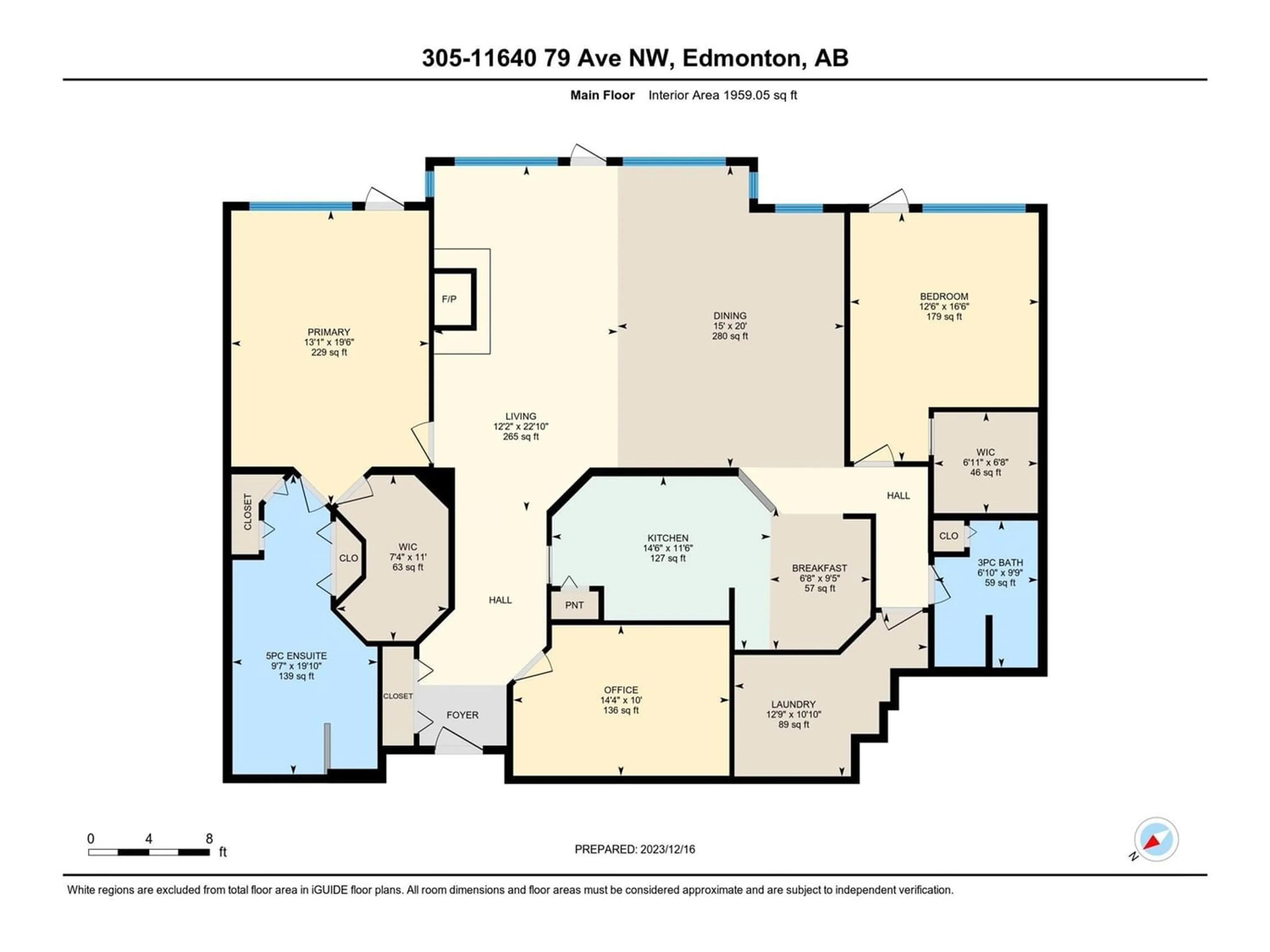 Floor plan for #305 11640 79 AV NW, Edmonton Alberta T6G0P7