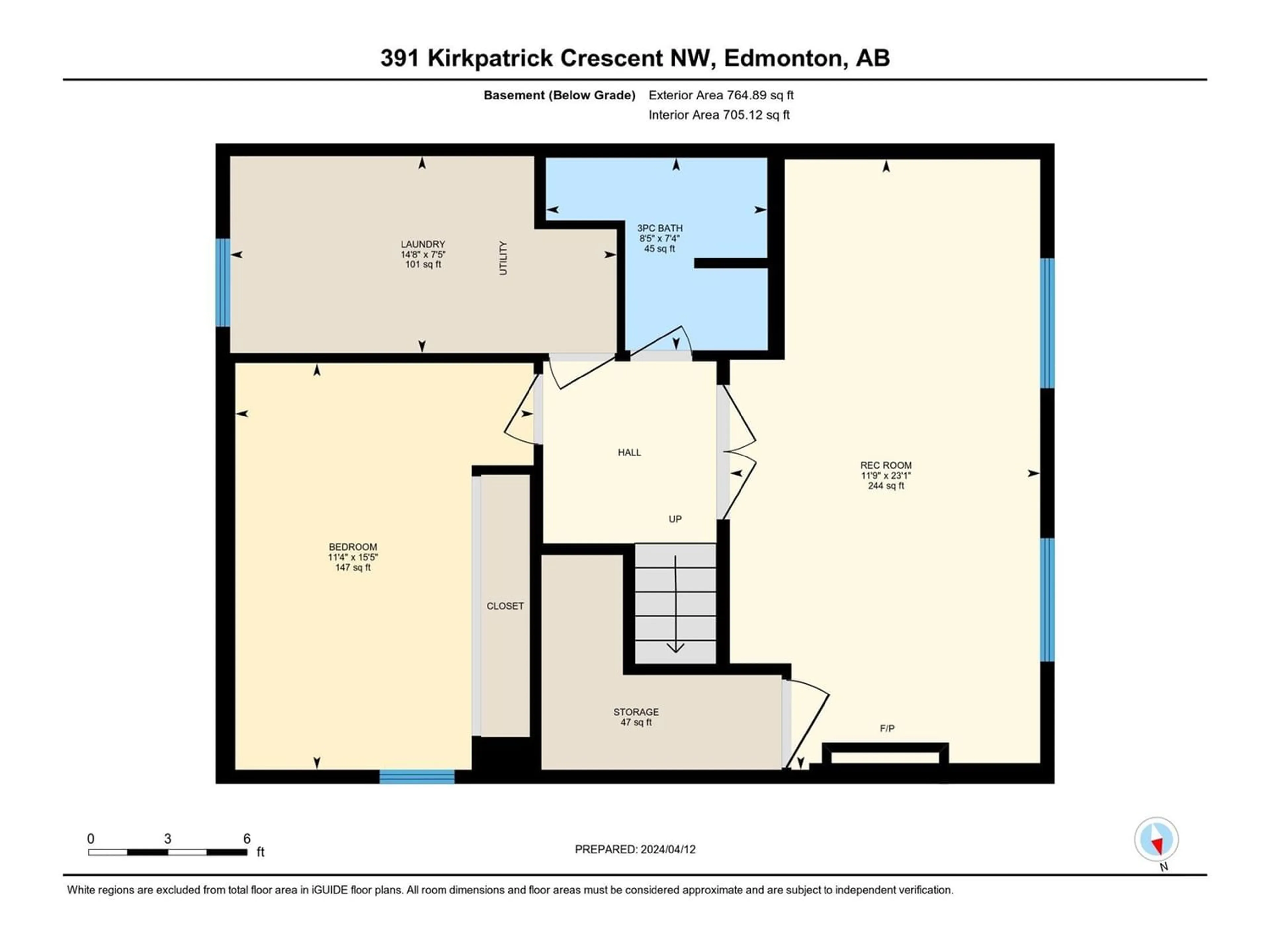 Floor plan for 391 Kirkpatrick CR NW, Edmonton Alberta T6L5C9