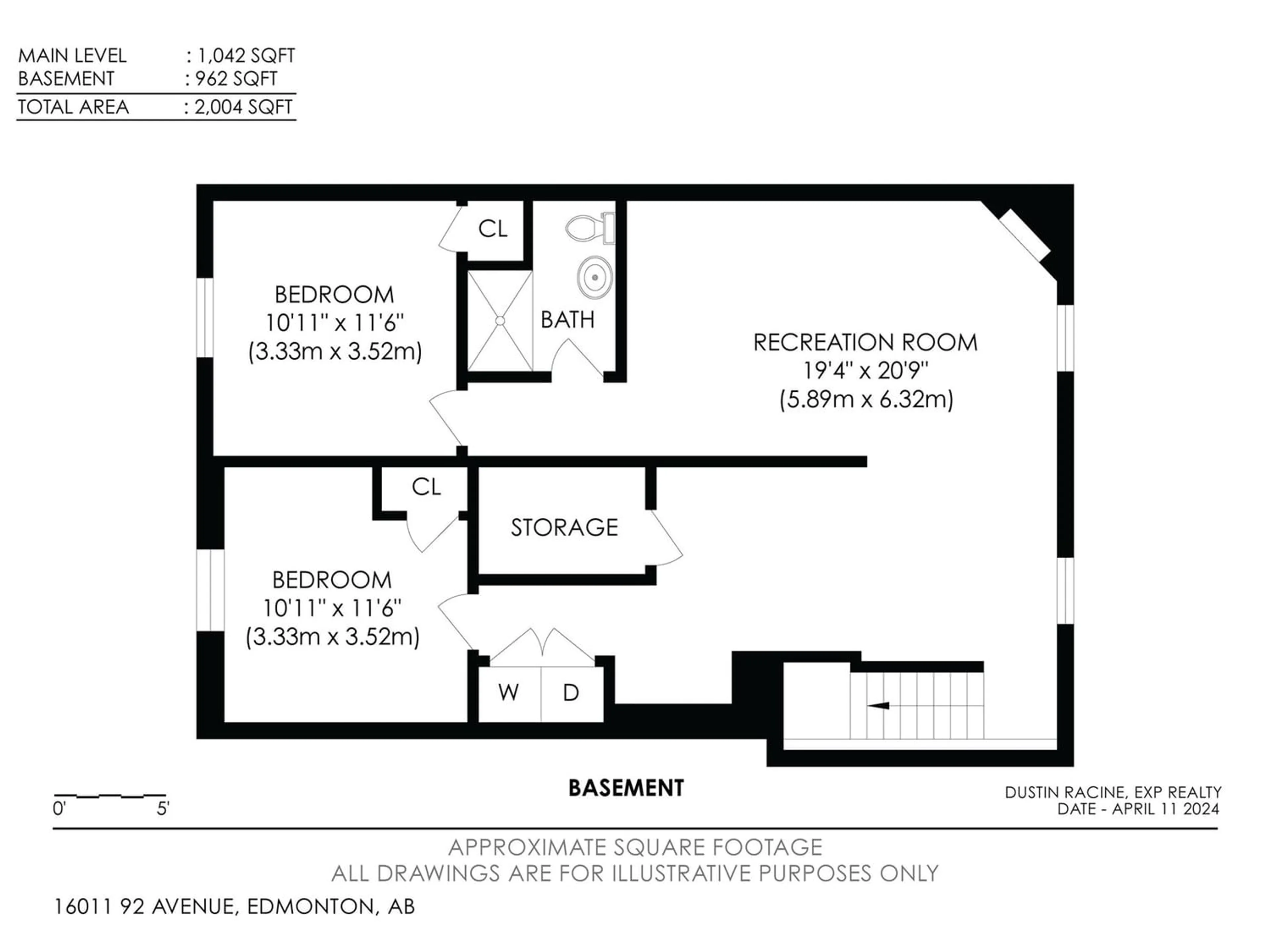 Floor plan for 16011 92 AV NW, Edmonton Alberta T5R5C7