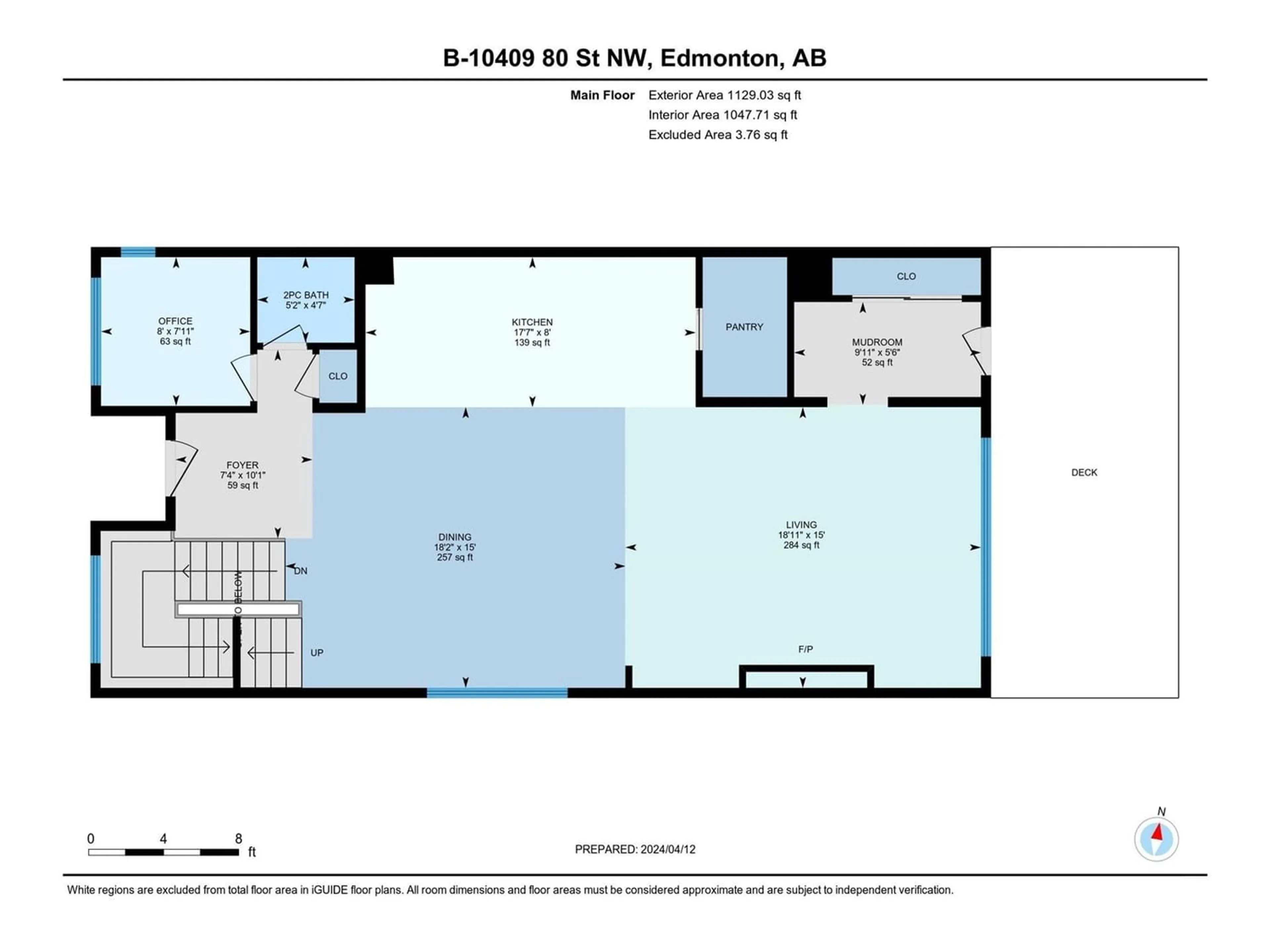 Floor plan for 10409B 80 ST NW, Edmonton Alberta T6A3J5