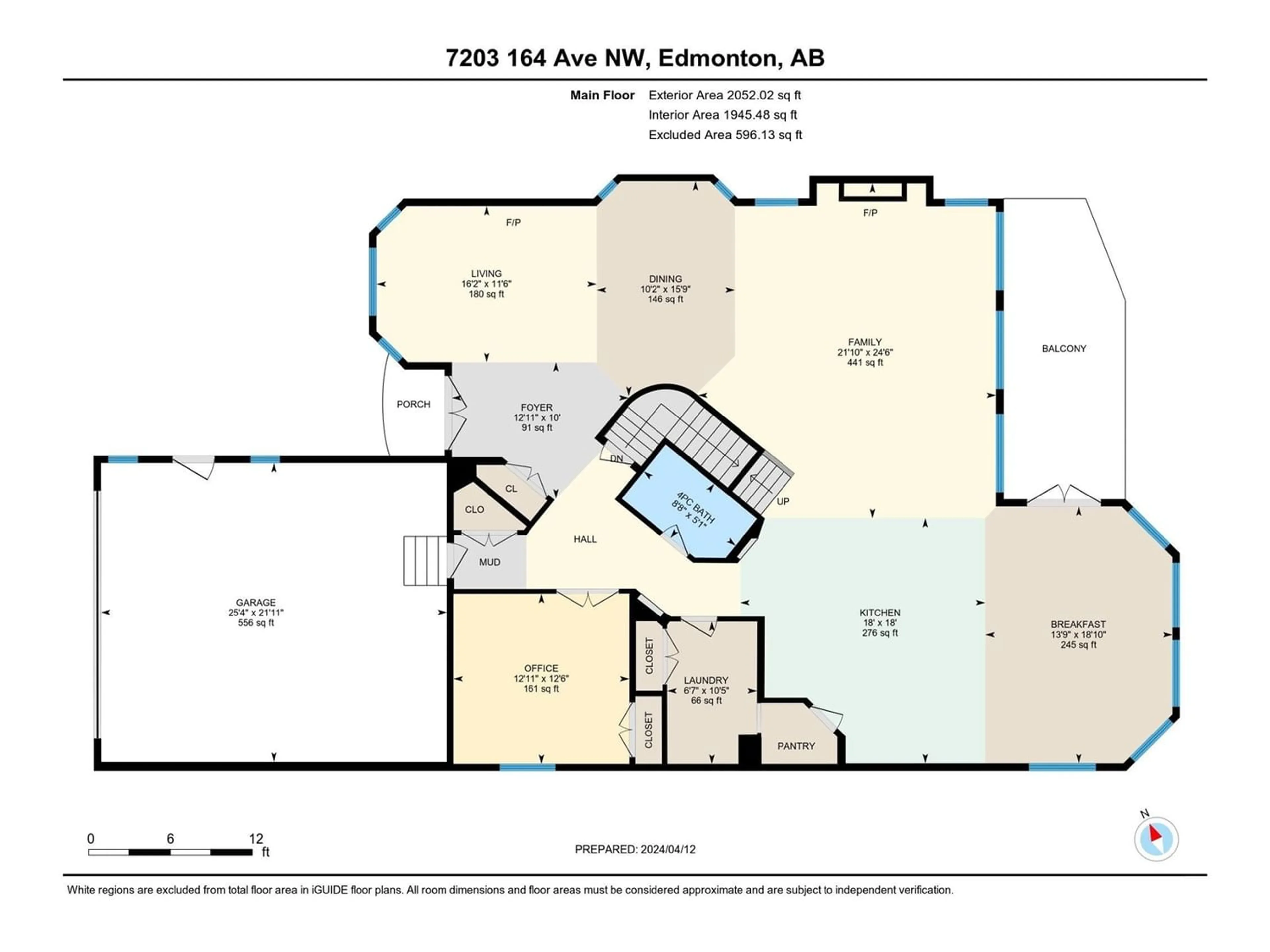 Floor plan for 7203 164 AV NW, Edmonton Alberta T5Z3Y3