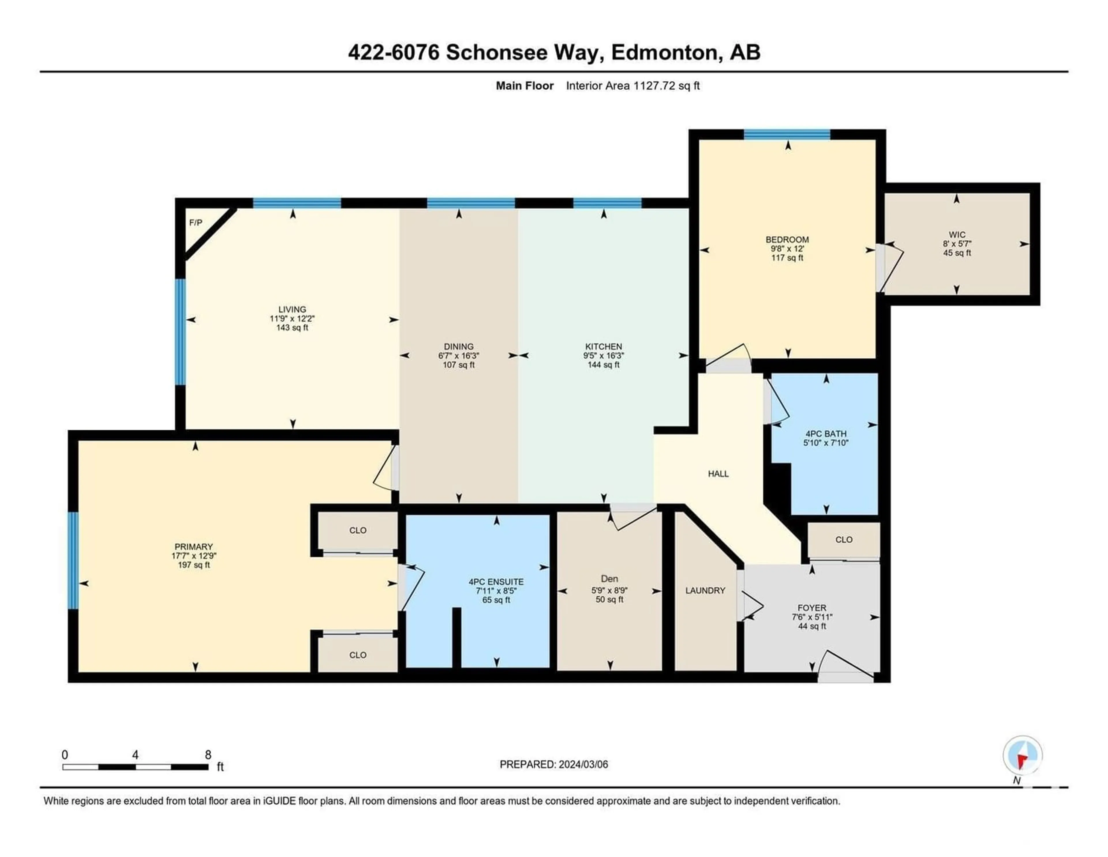 Floor plan for #422 6076 SCHONSEE WY NW, Edmonton Alberta T5Z0K8