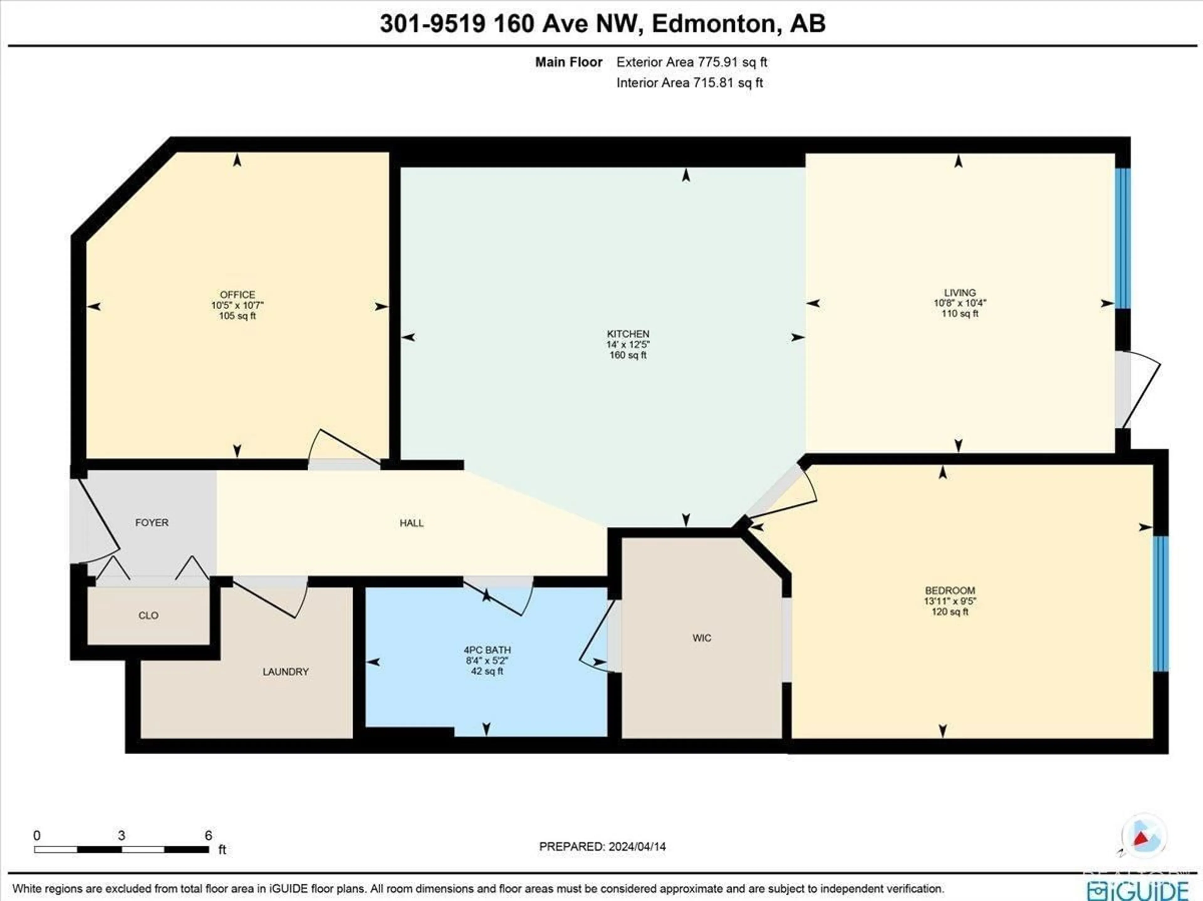Floor plan for #301 9519 160 AV NW, Edmonton Alberta T5Z0N1