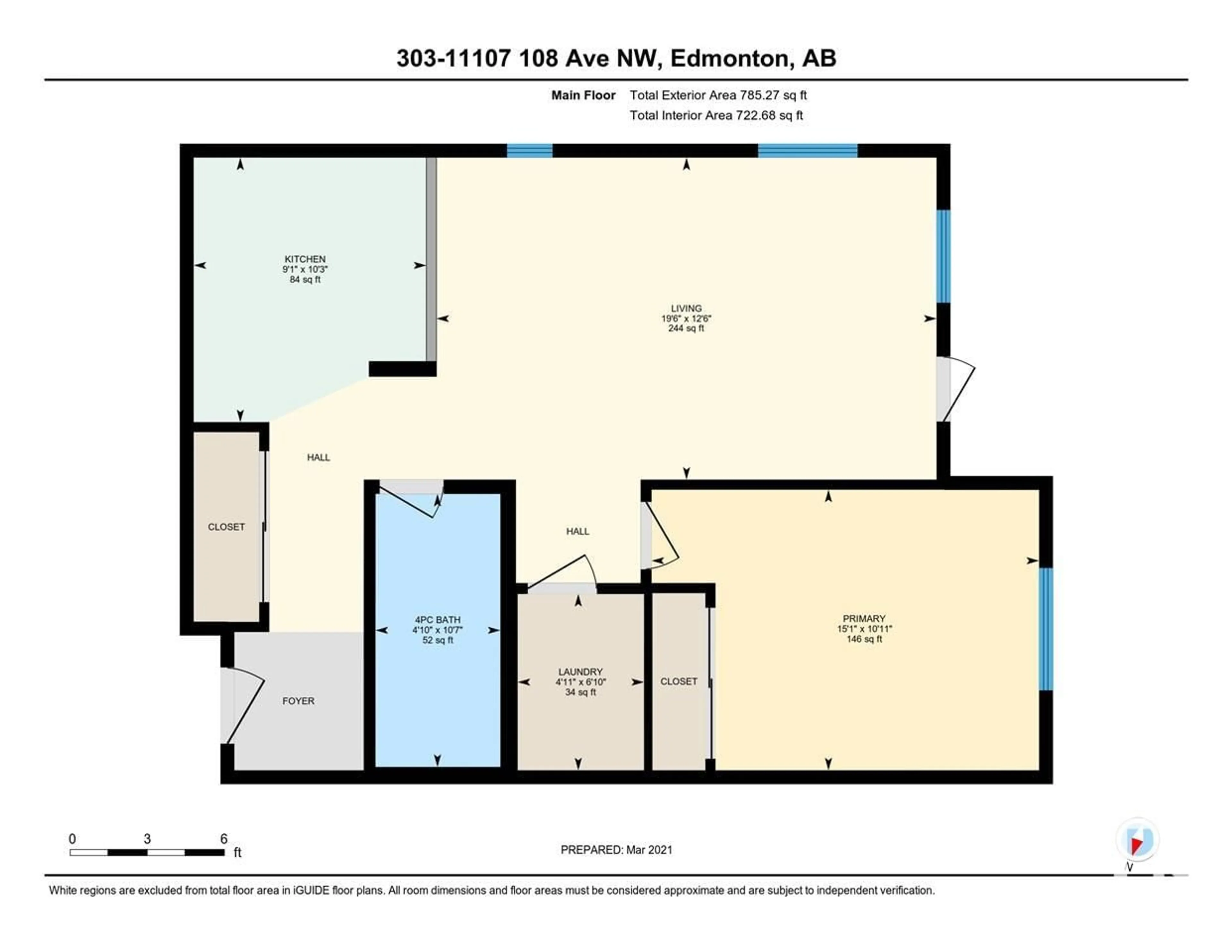 Floor plan for #303 11107 108 AV NW, Edmonton Alberta T5H4J3