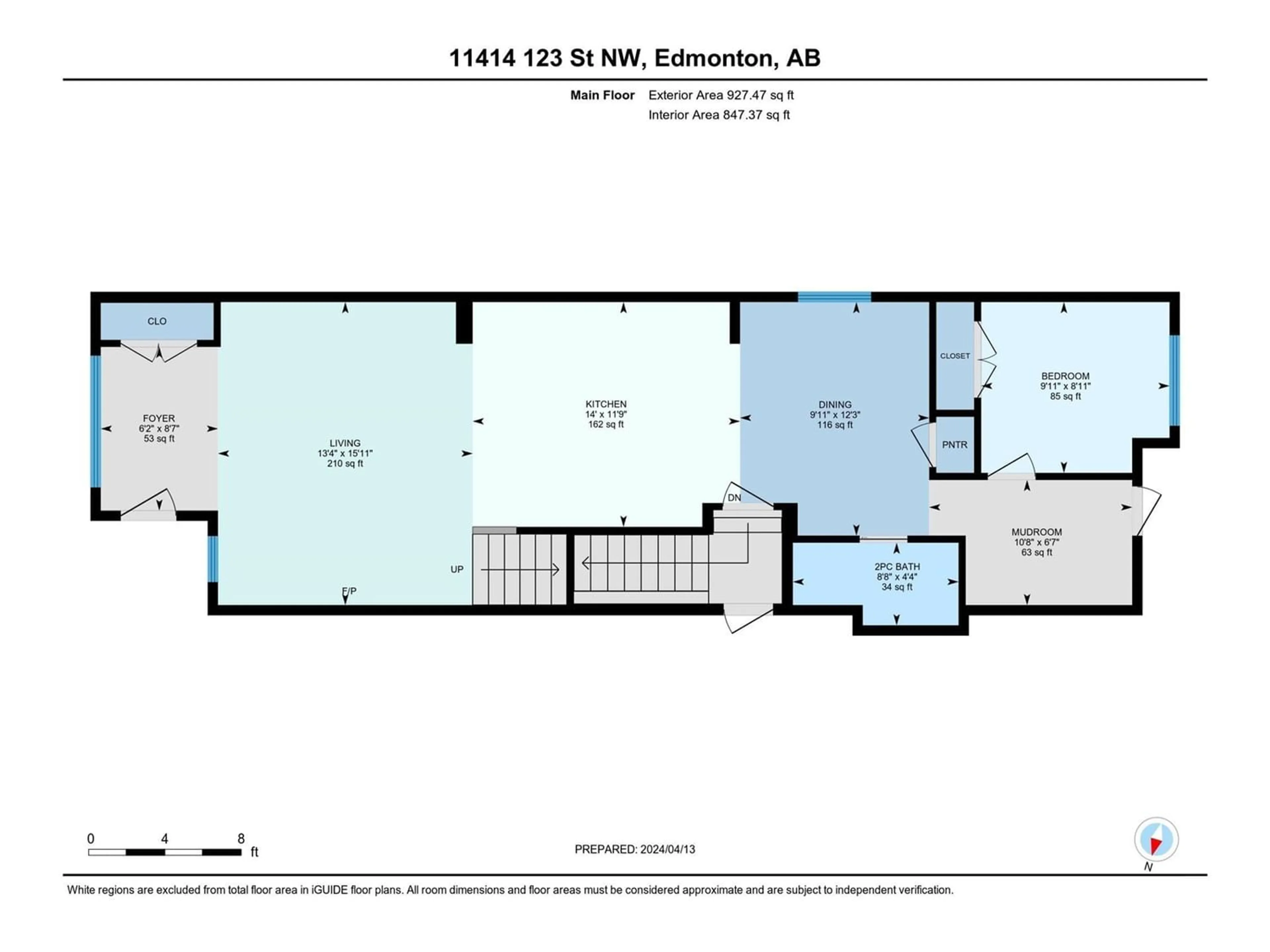 Floor plan for 11414 123 ST NW, Edmonton Alberta T5M0G2