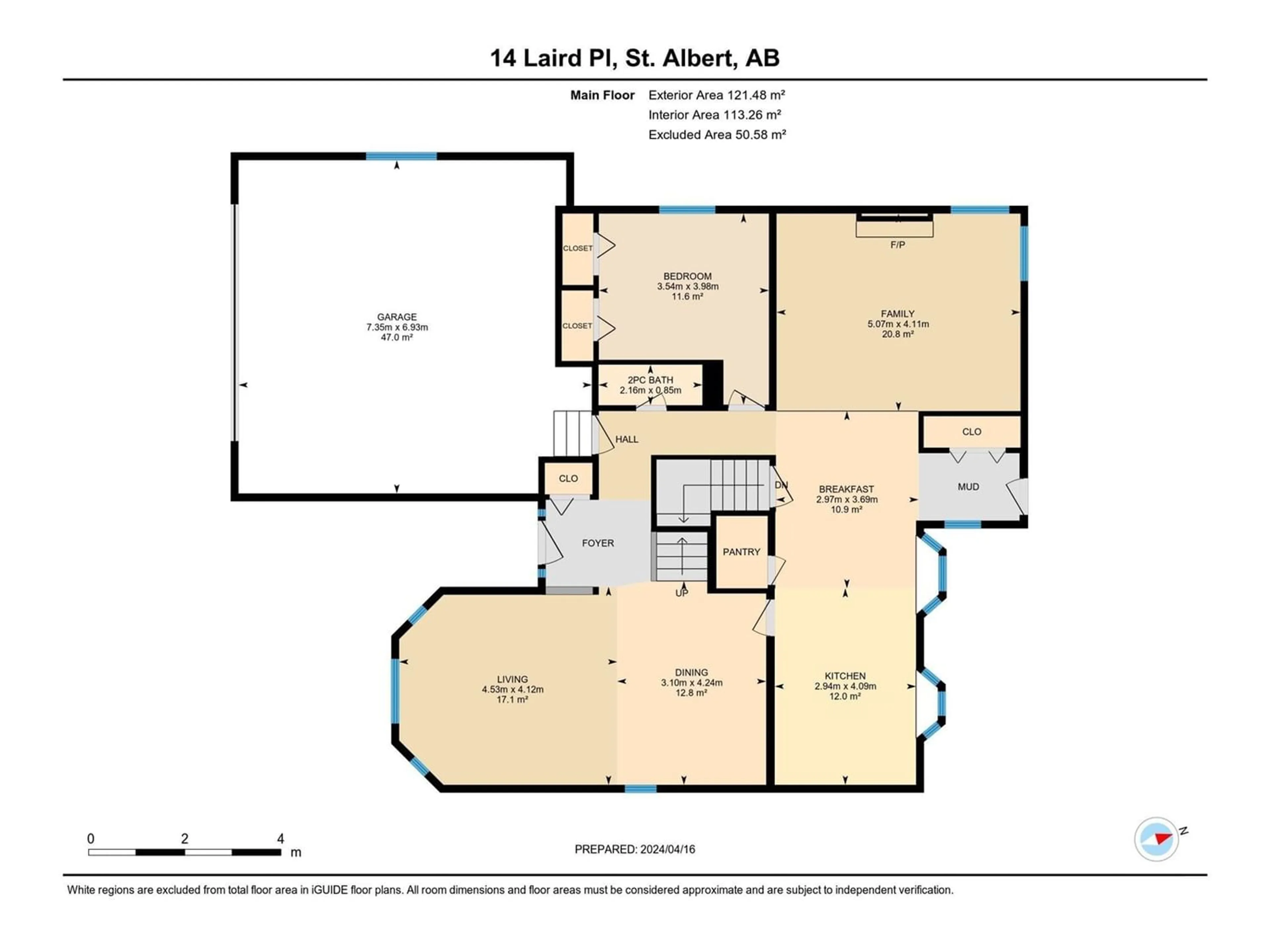 Floor plan for 14 Laird PL, St. Albert Alberta T8N4N5