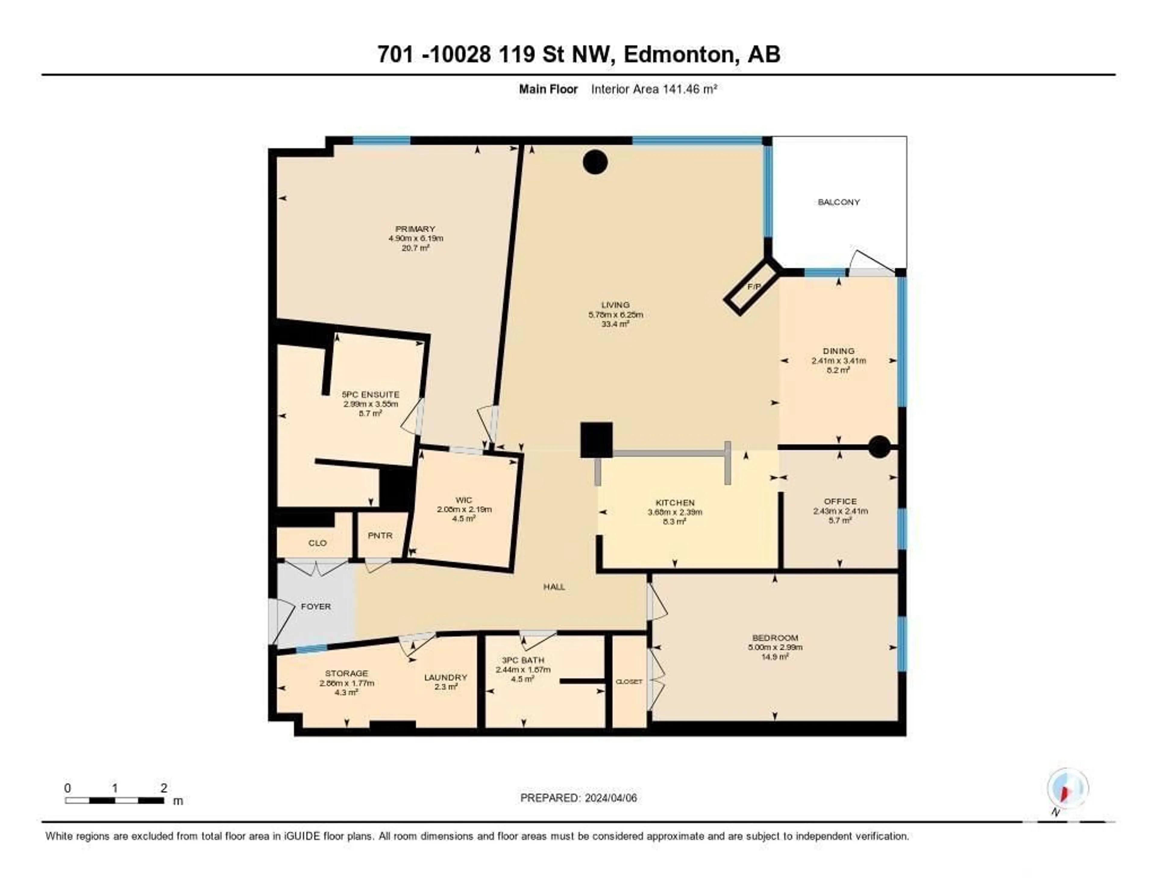 Floor plan for #701 10028 119 ST NW, Edmonton Alberta T5K1Y8