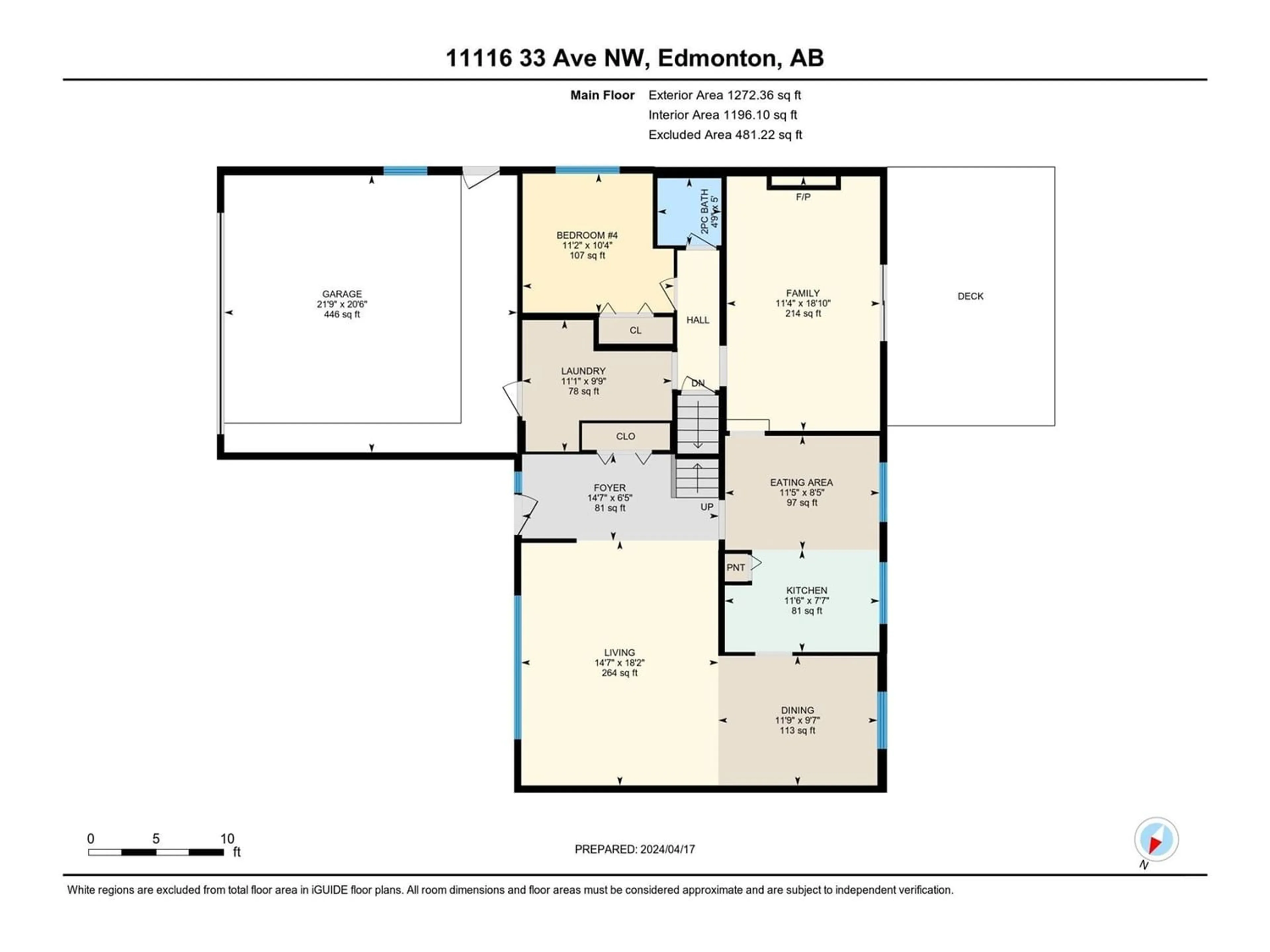 Floor plan for 11116 33 AV NW, Edmonton Alberta T6J3Y3