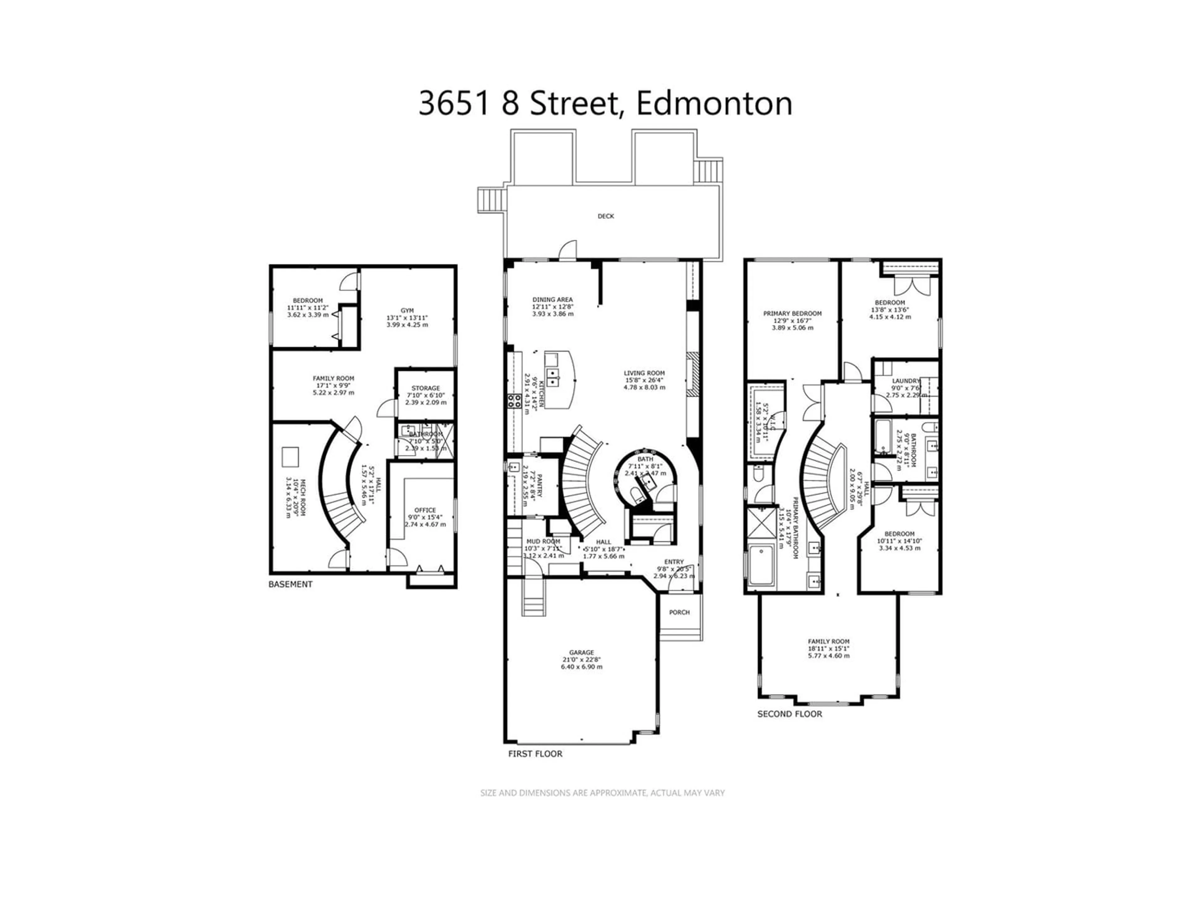 Floor plan for 3651 8 ST NW, Edmonton Alberta T6T0S4