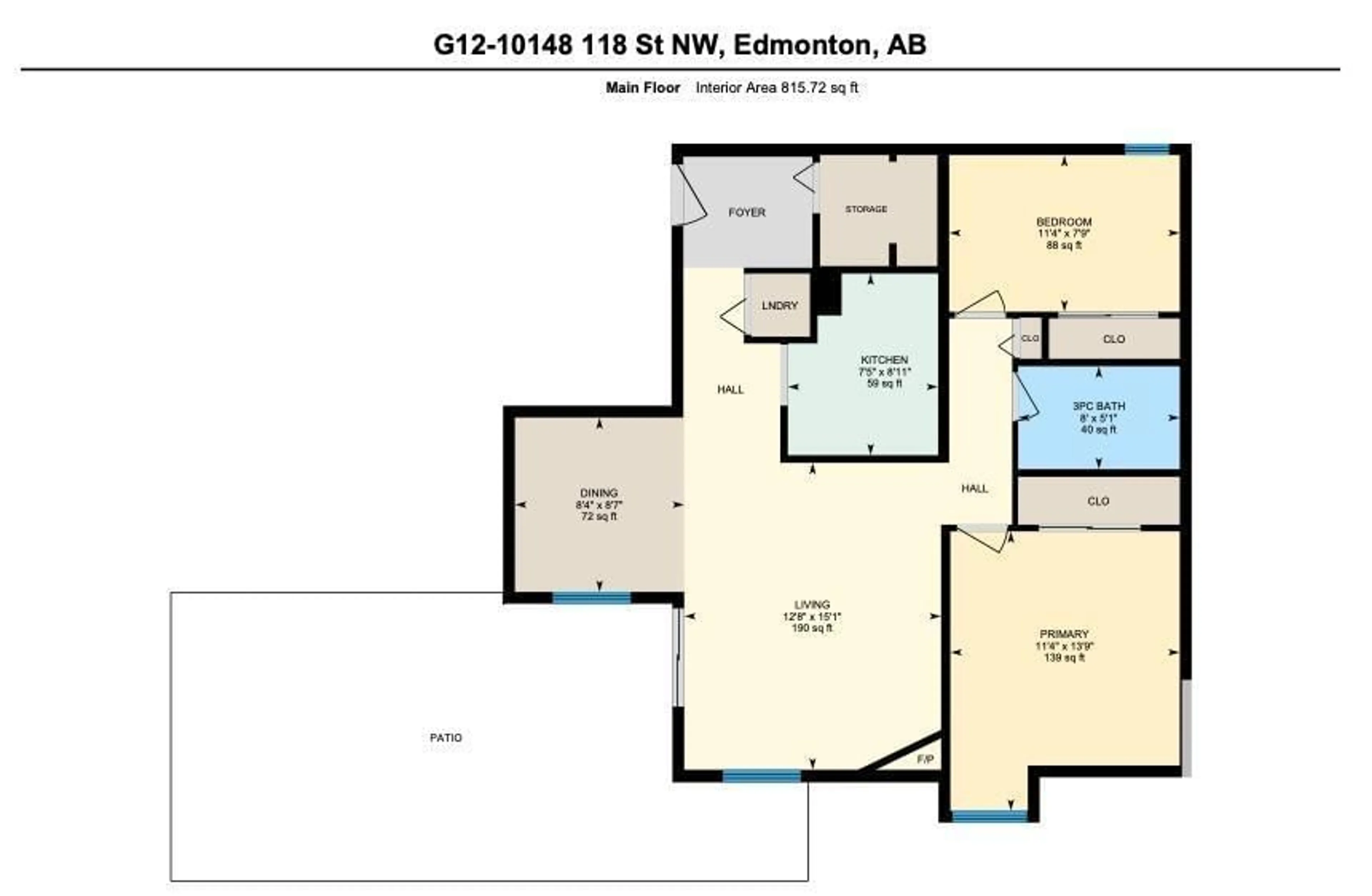 Floor plan for #G12 10148 118 ST NW, Edmonton Alberta T5K1Y4