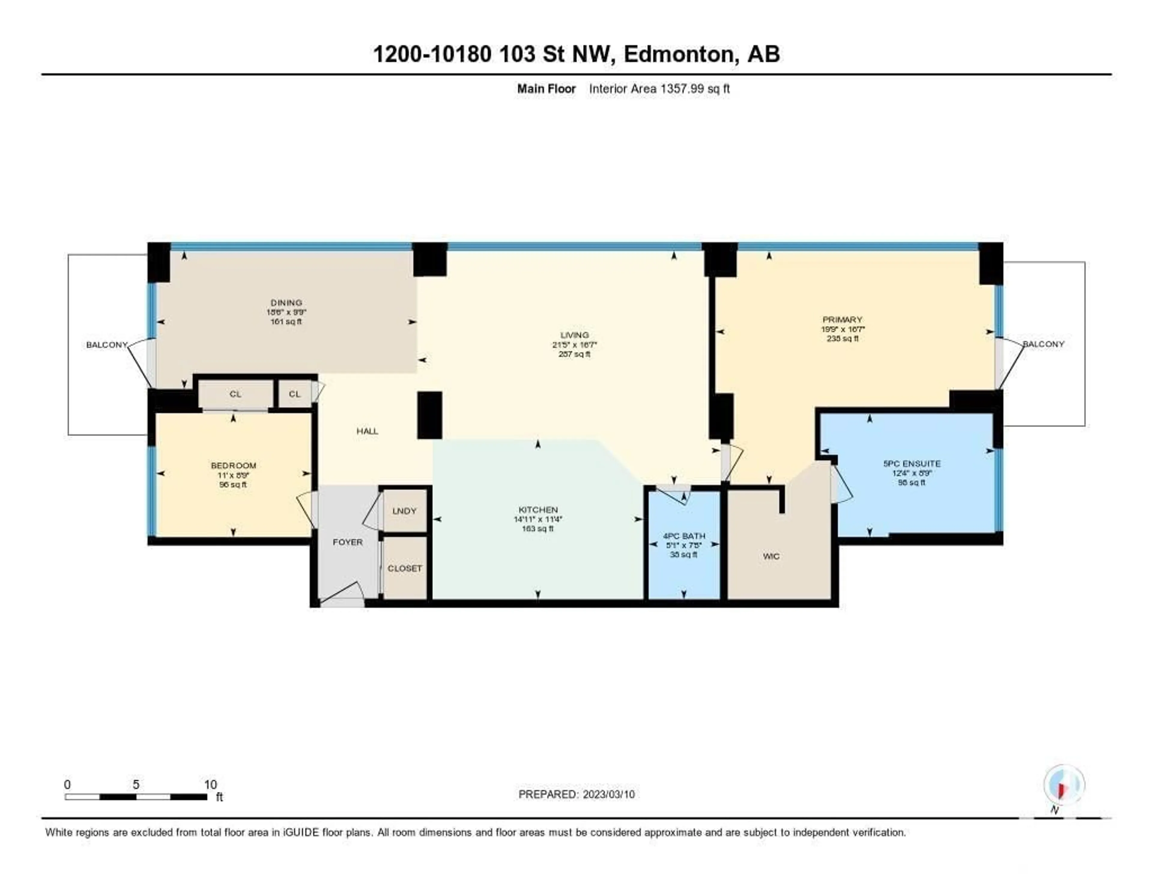 Floor plan for #1200 10180 103 ST NW, Edmonton Alberta T5J0L1