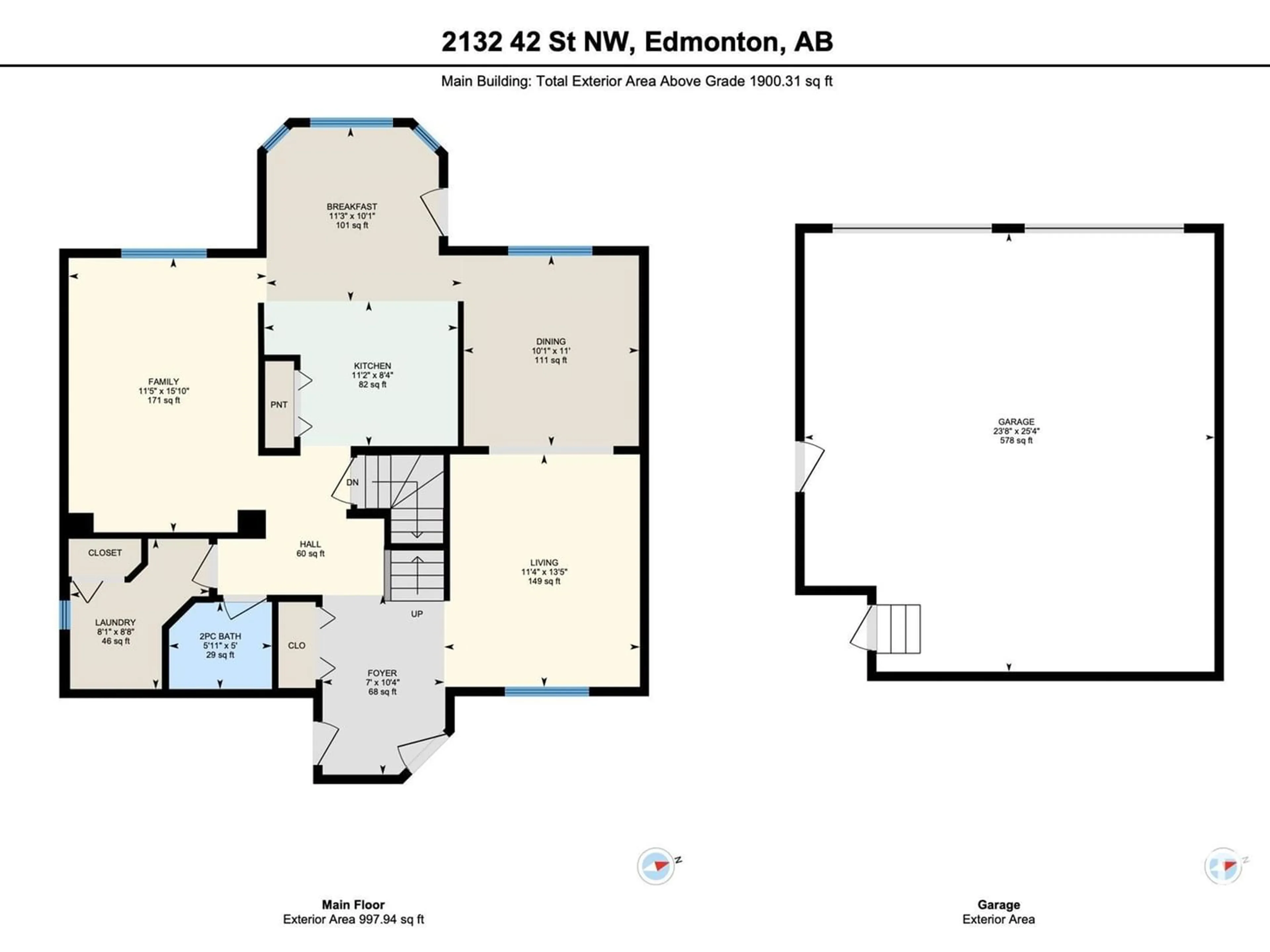 Floor plan for 2132 42 ST NW, Edmonton Alberta T6L6L5
