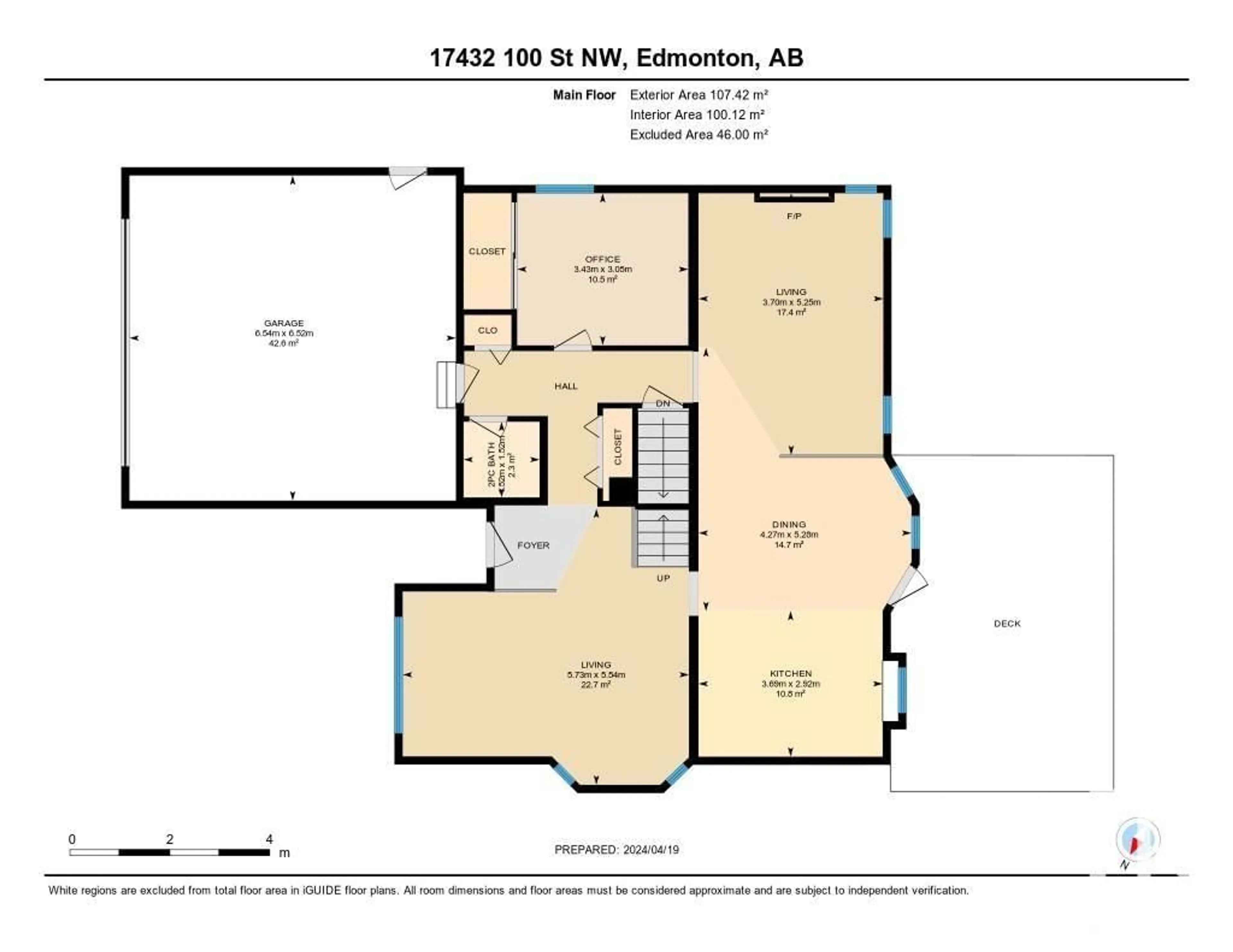 Floor plan for 17432 100 ST NW, Edmonton Alberta T5X5V7