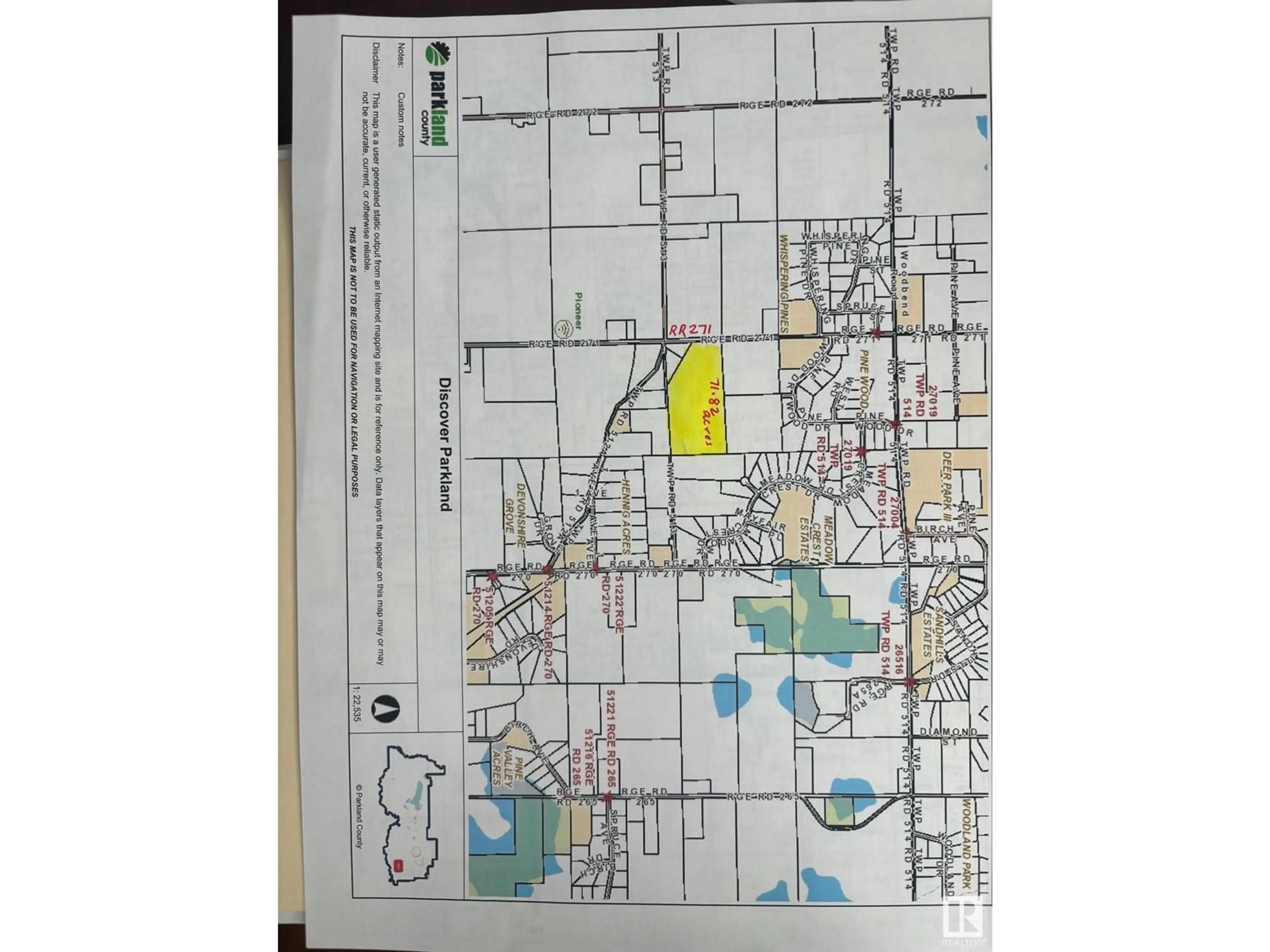 Picture of a map for 51305 RGE RD 271, Rural Parkland County Alberta T7Y1G6