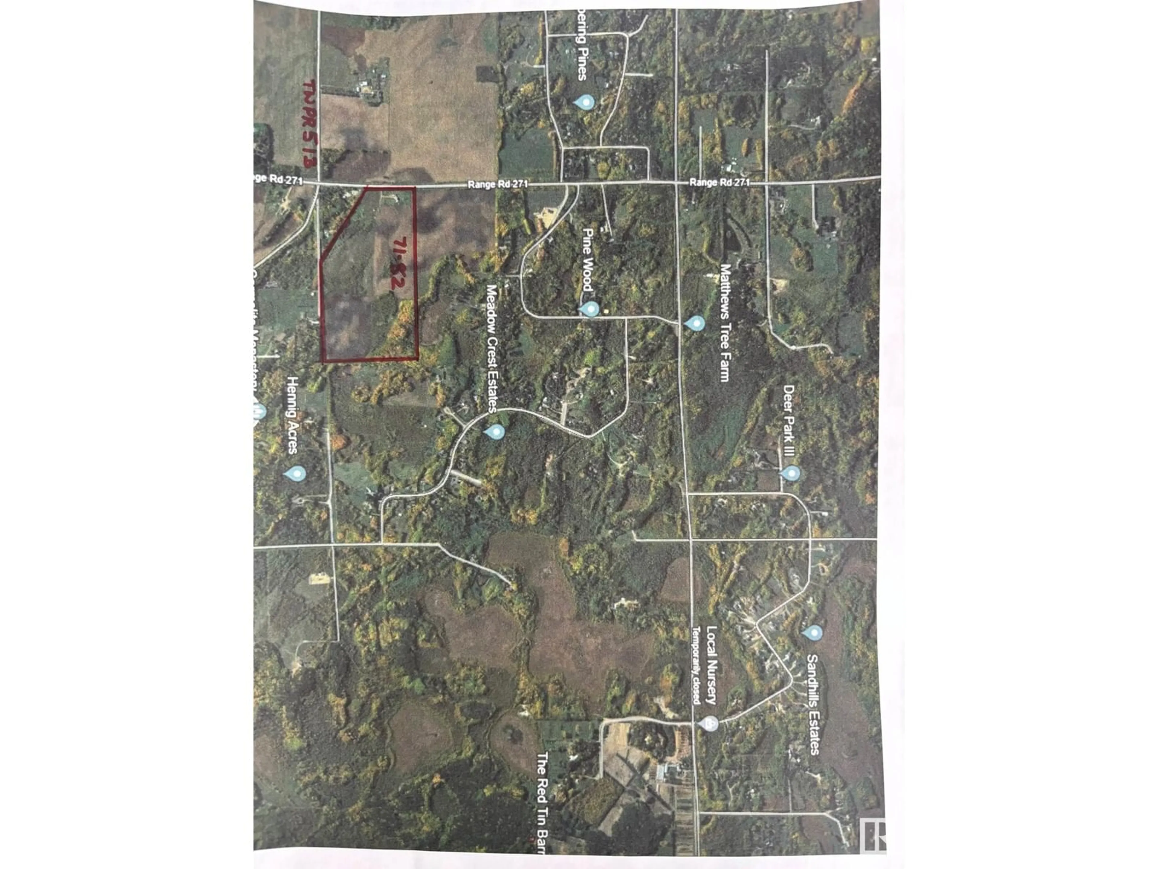 Picture of a map for 51305 RGE RD 271, Rural Parkland County Alberta T7Y1G6