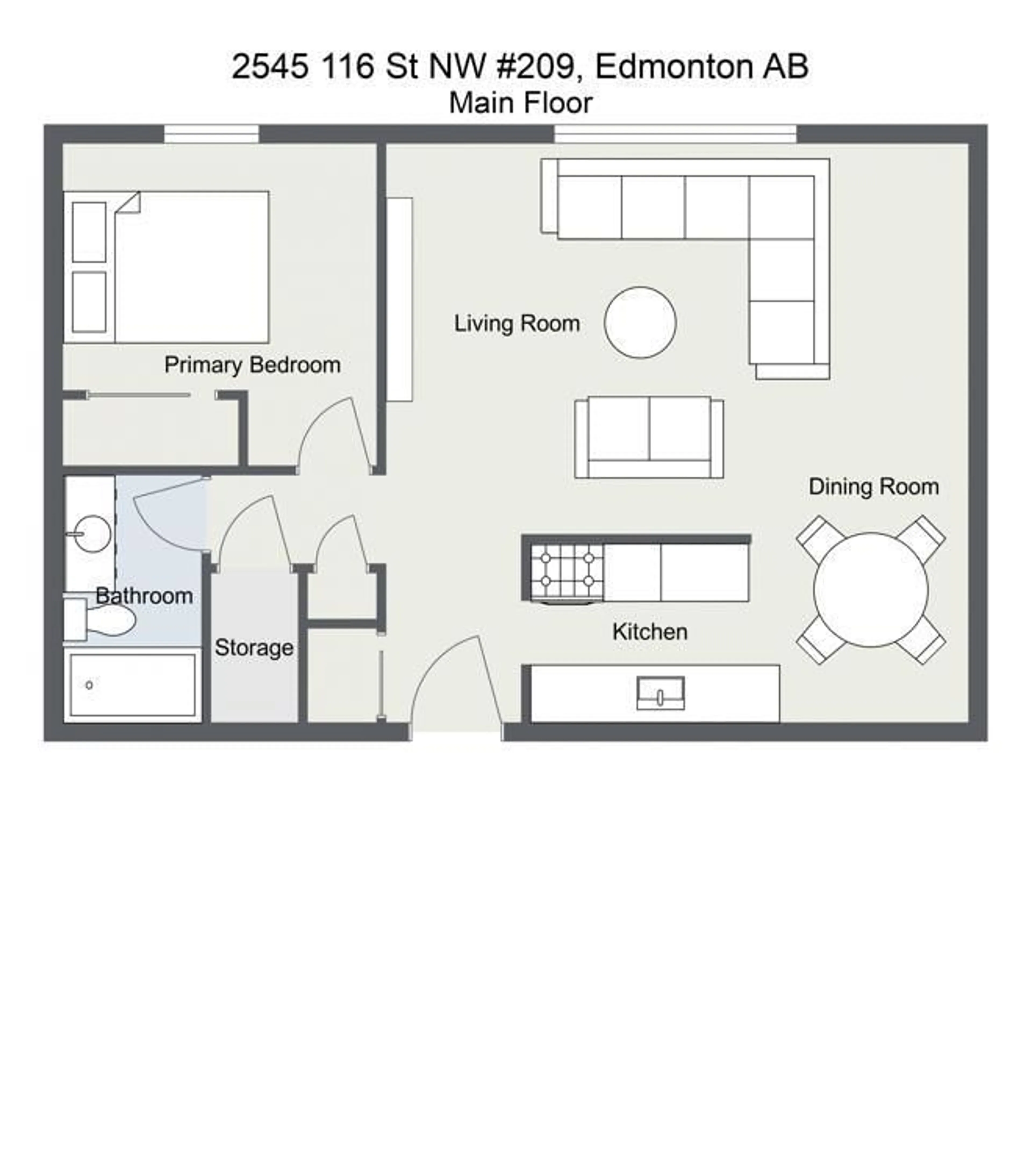 Floor plan for #209 2545 116 ST NW, Edmonton Alberta T6J3Z7