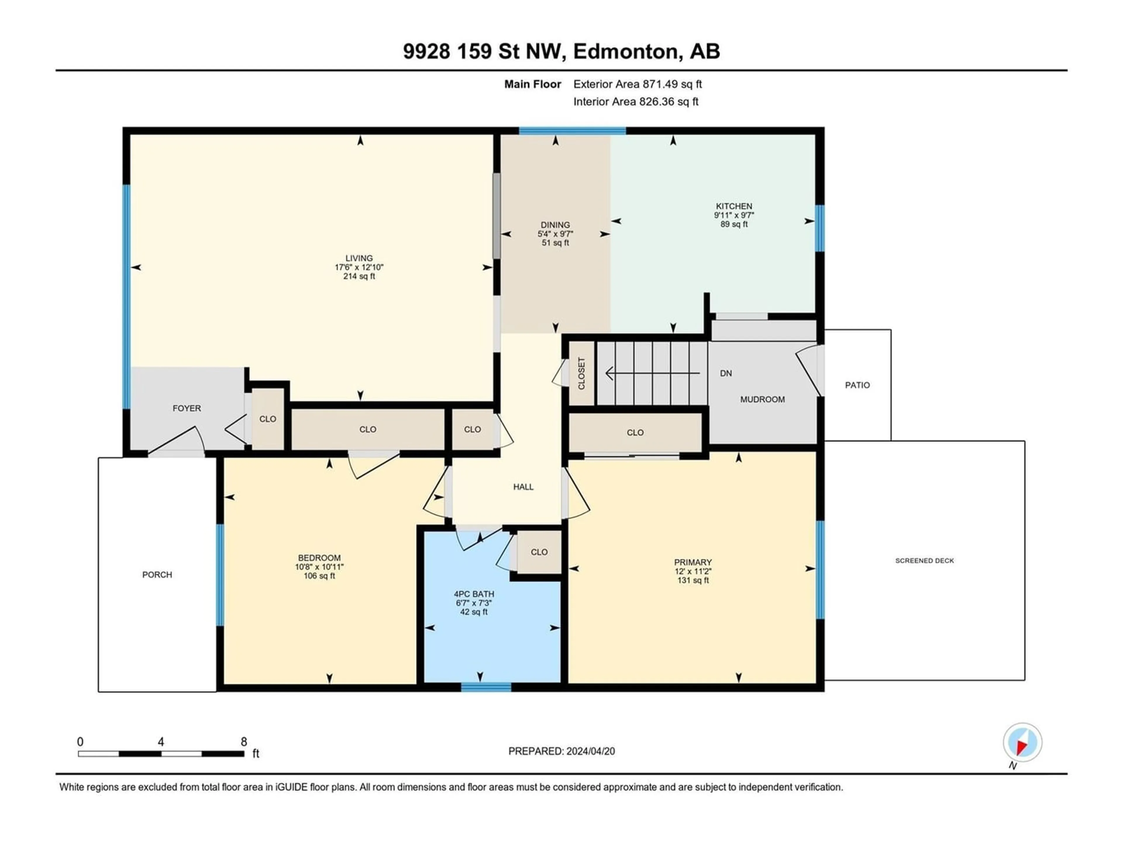 Floor plan for 9928 159 ST NW, Edmonton Alberta T5P2Z7