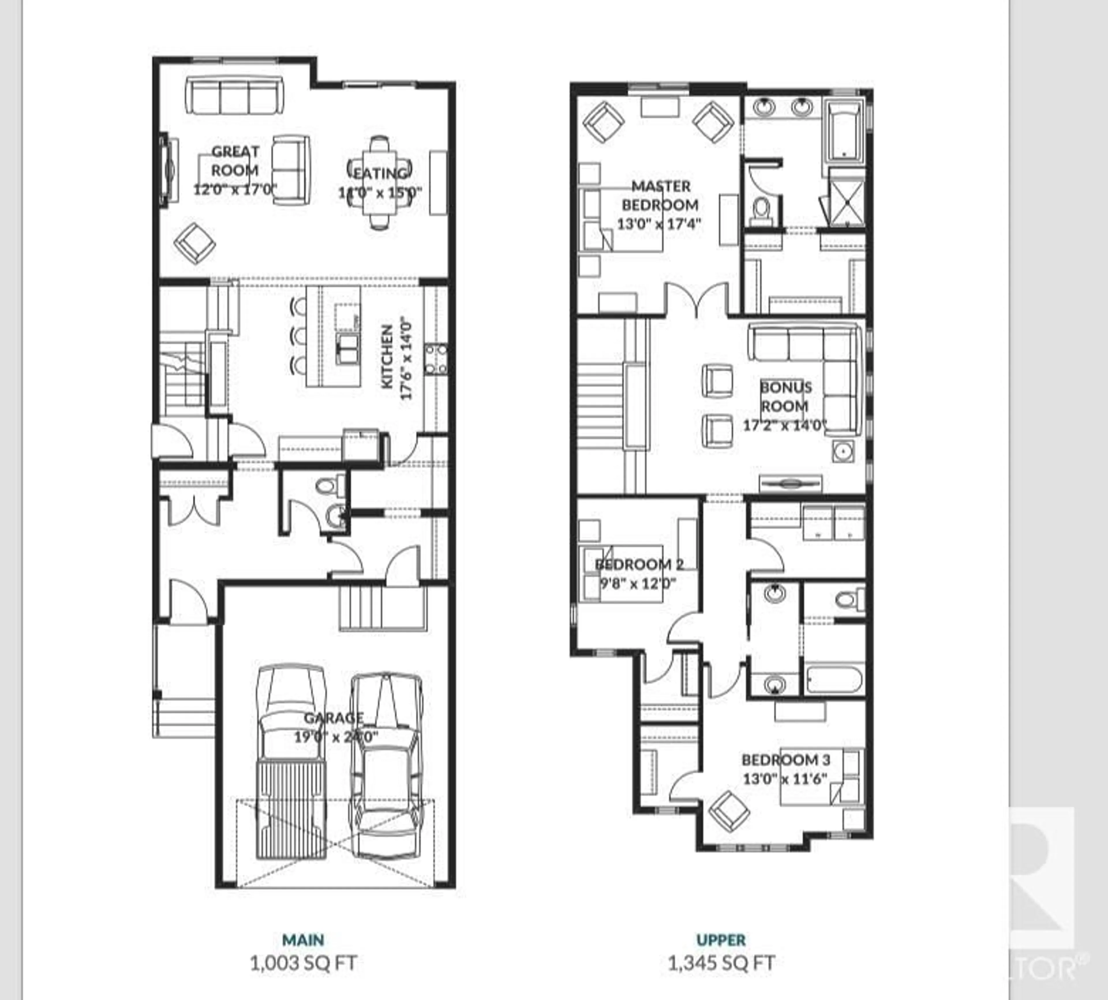 Floor plan for 17355 2 ST NW, Edmonton Alberta T5Y4G6