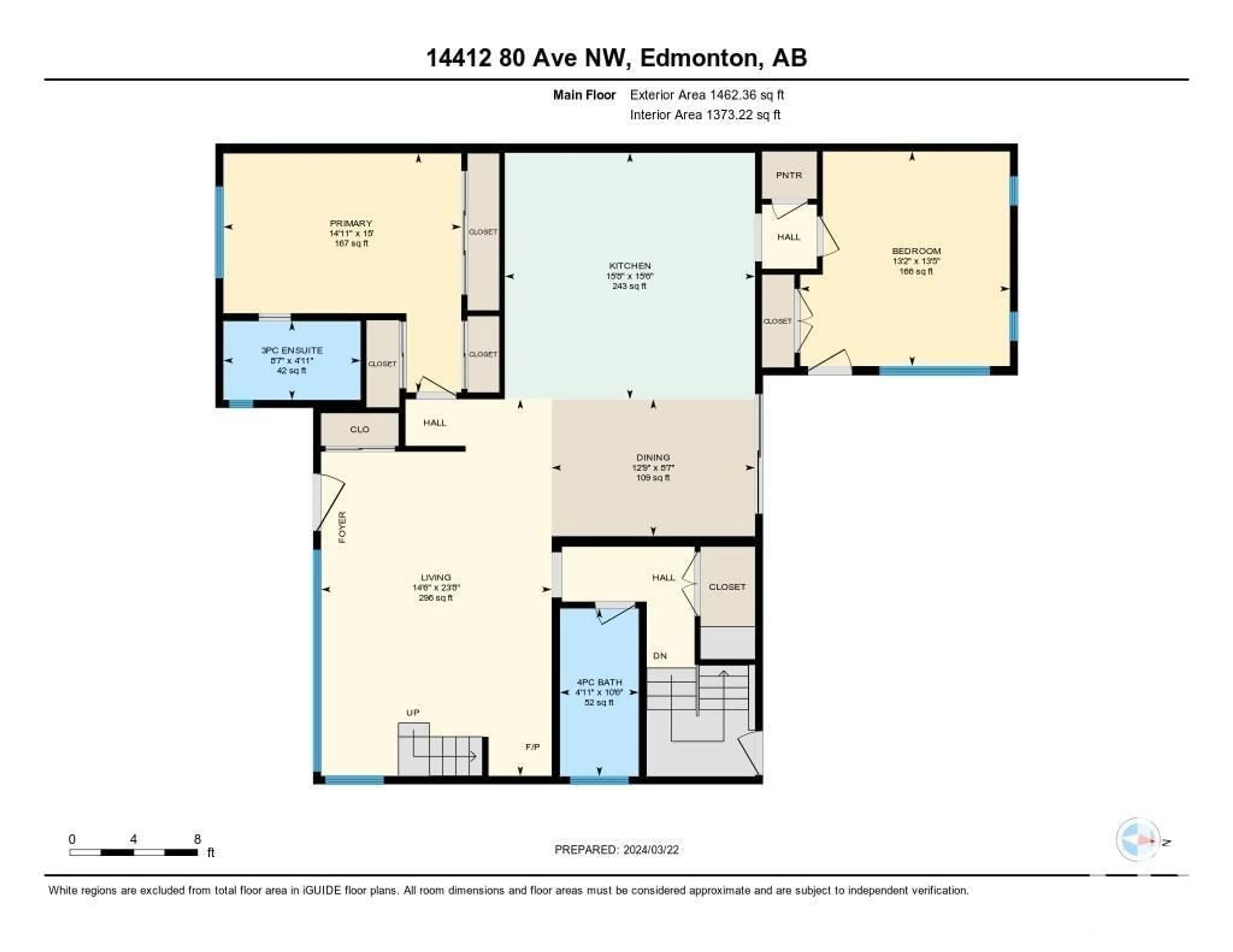 Floor plan for 14412 80 AV NW, Edmonton Alberta T5R3K3