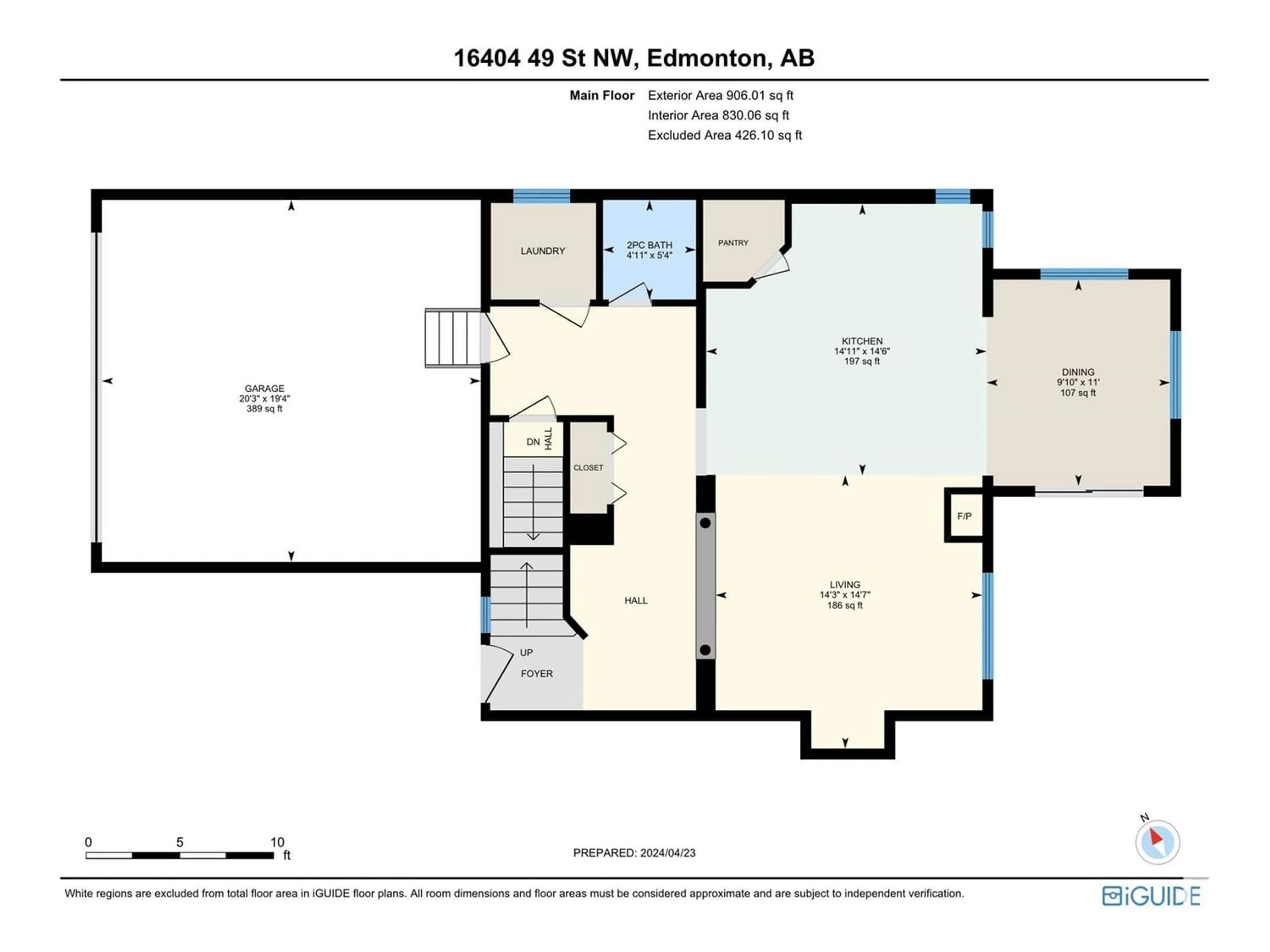 Floor plan for 16404 49 ST NW, Edmonton Alberta T5Y3H8